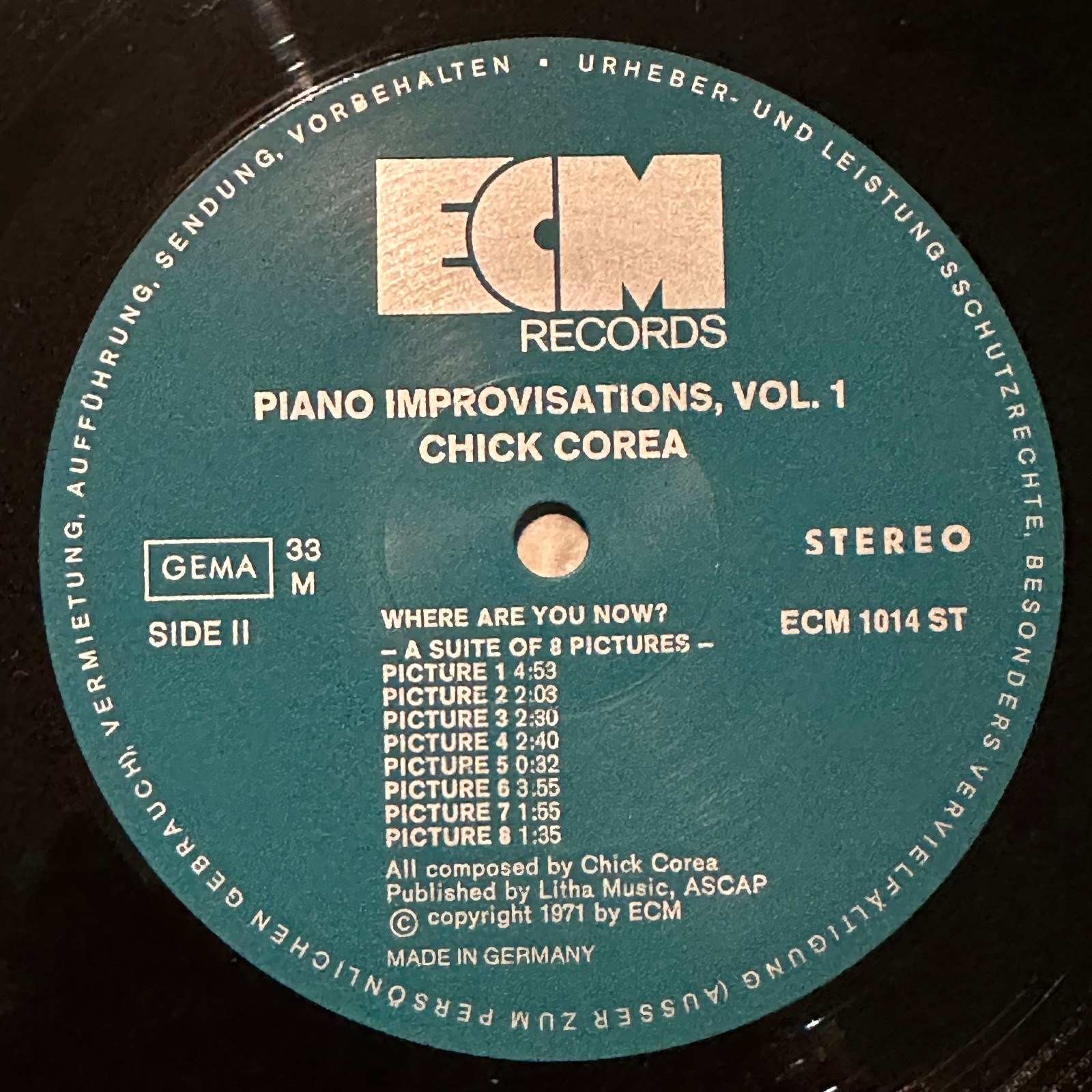 Chick Corea Piano Improvisations Vol. 1 German Vinyl LP 1971 ECM Records Jazz
