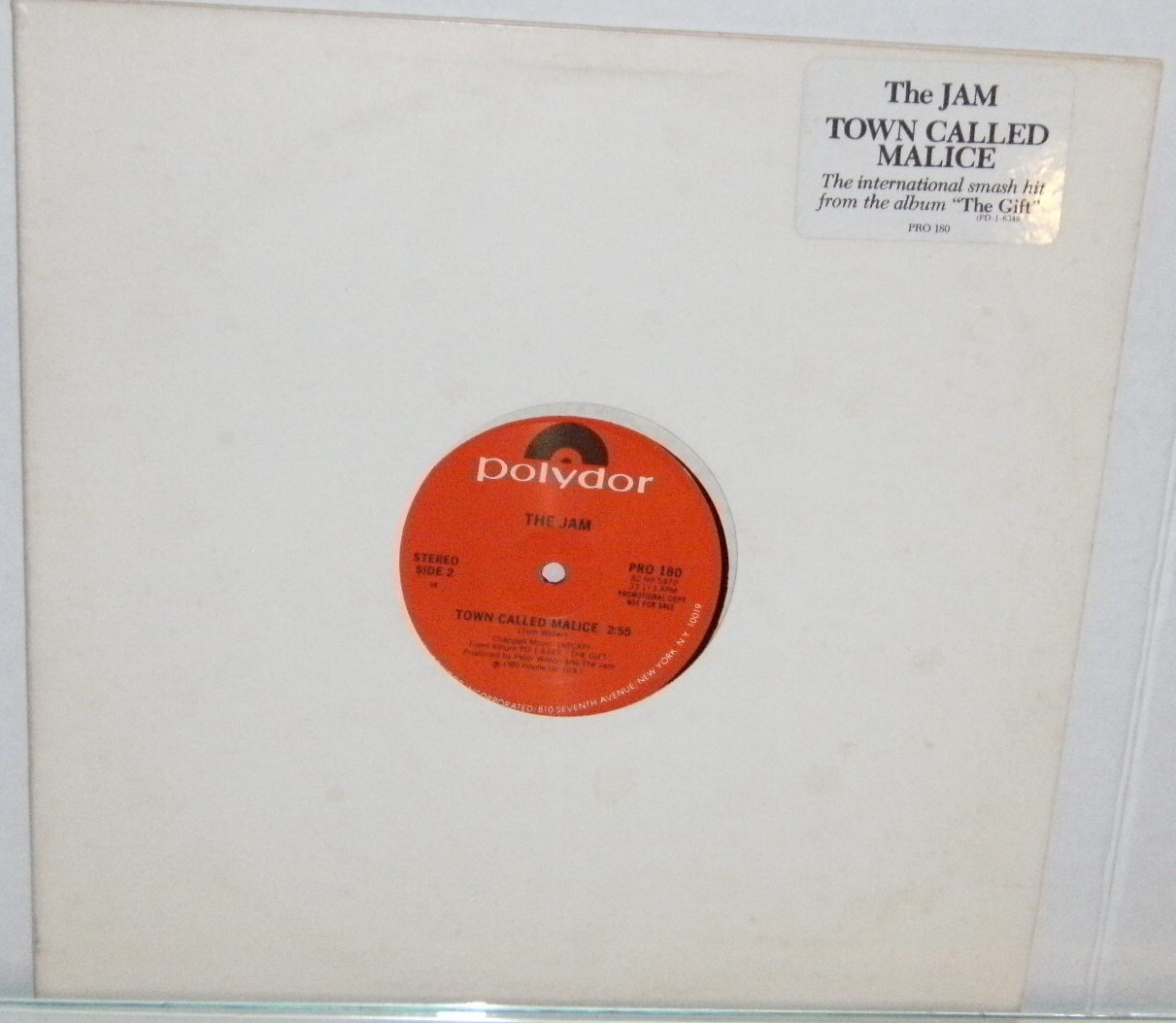 The Jam ’82 Town Called Malice 12″ DJ Promo UNPLAYED w/hype sticker Paul Weller