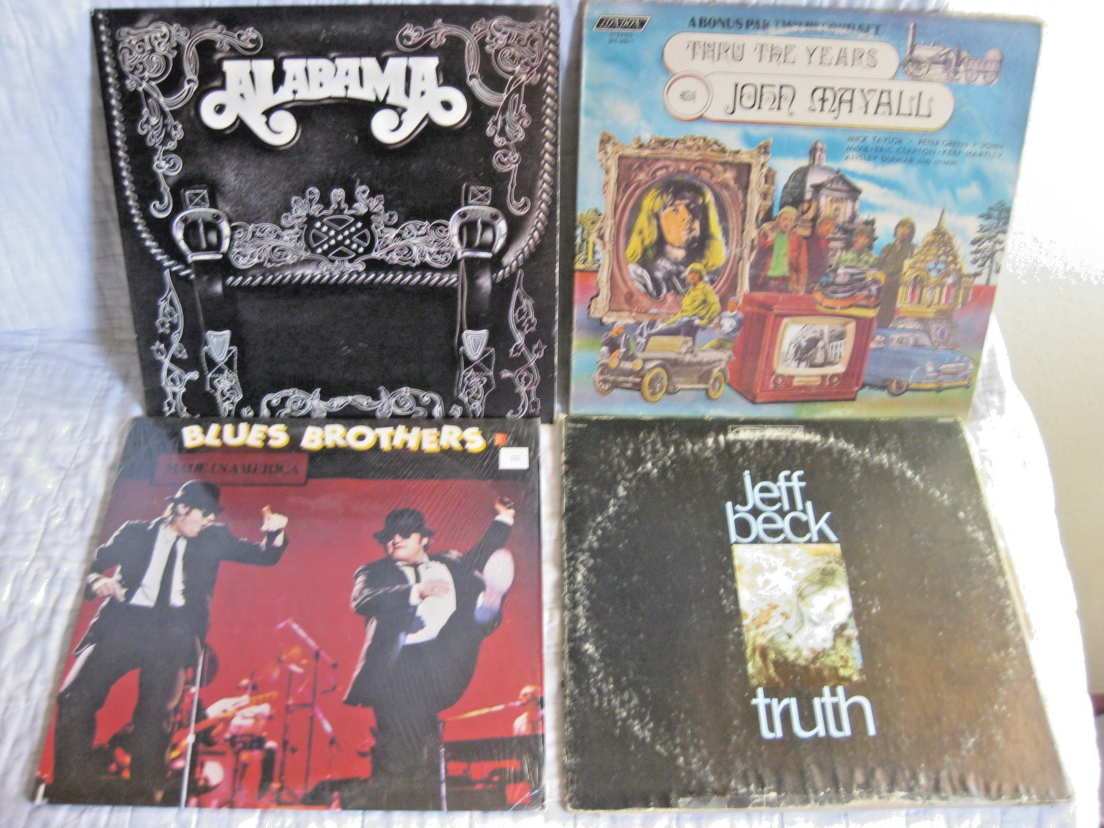 LOT OF 4 VINTAGE VINYL RECORDS ALABAMA BLUES BROTHERS JOHN MAYALL JEFF BECK SET