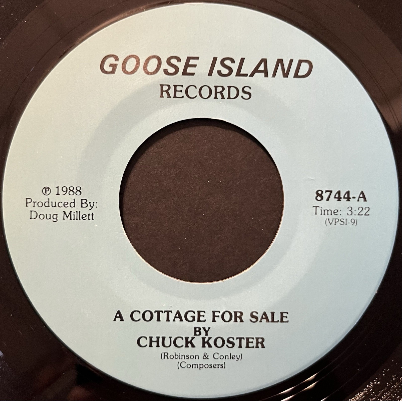 CHUCK KOSTER – A Cottage For Sale / Bummin Around 45rpm 1988 Private Country EX
