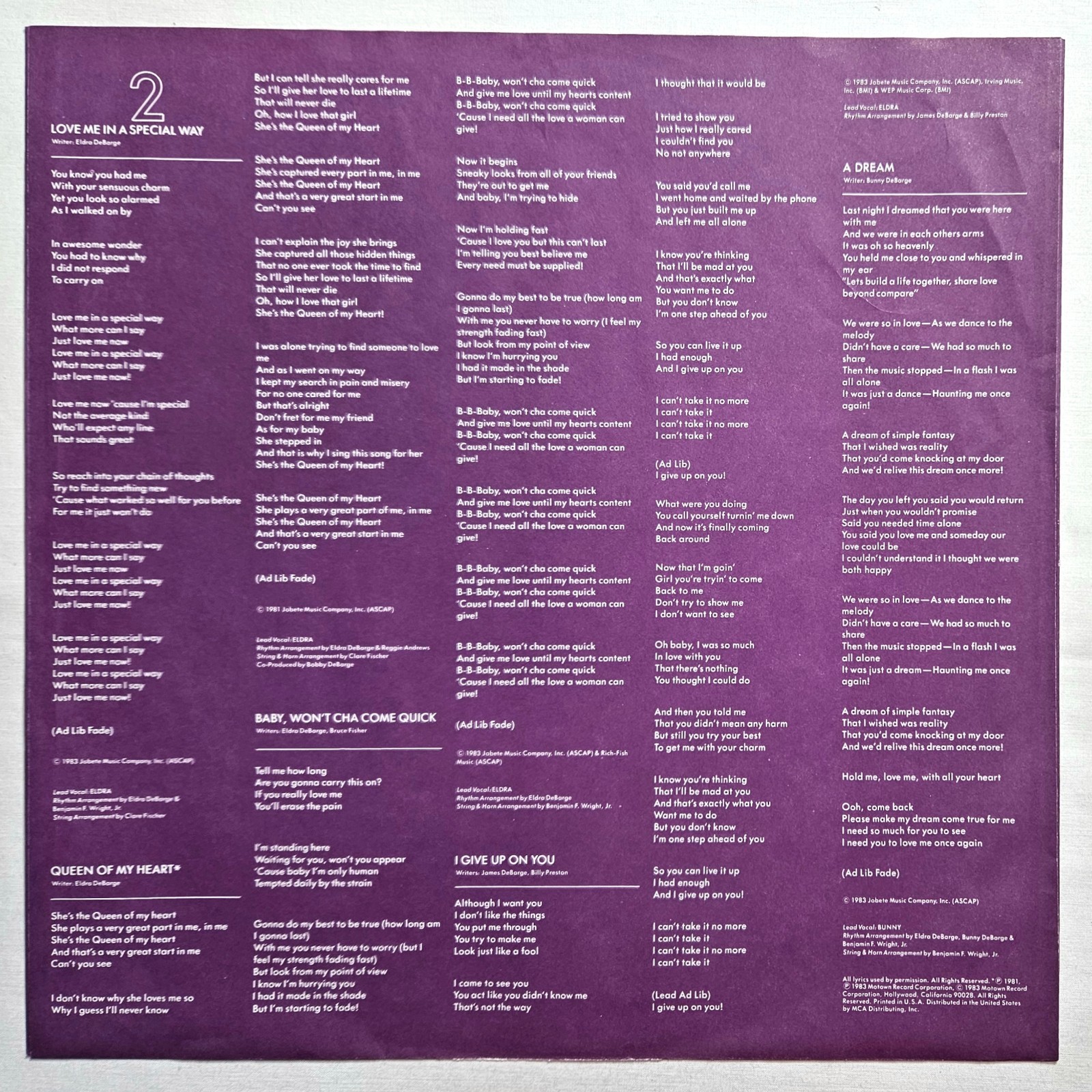 R&B / FUNK / SOUL – DEBARGE – IN A SPECIAL WAY LP – MOTOWN RECORDS OG PRESSING
