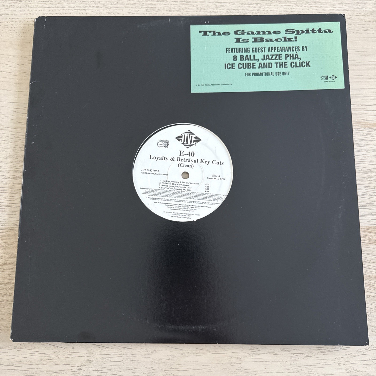 E-40 – Loyalty And Betrayal Key Cuts Vinyl 12” Promo 2000 Ice Cube, Jazze Pha