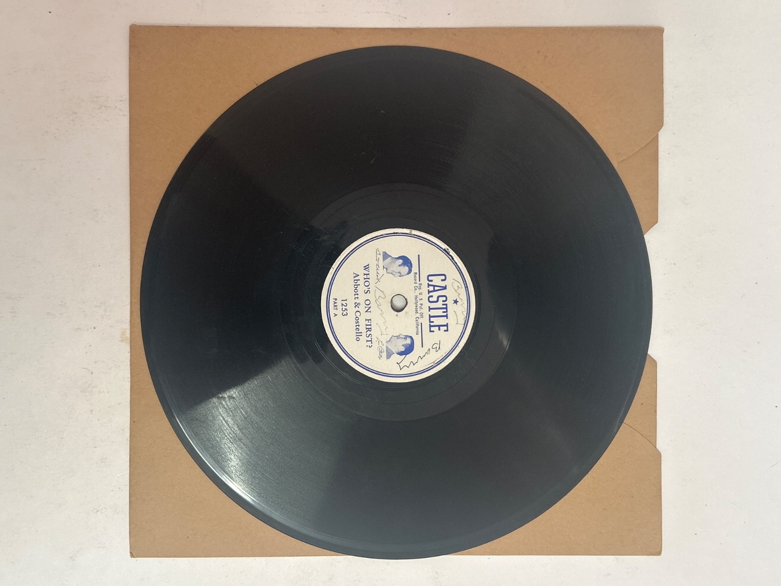 Vintage 10″ 78 RPM Shellac record Abbott & Costello “Who’s on First” 1253 Hollyw