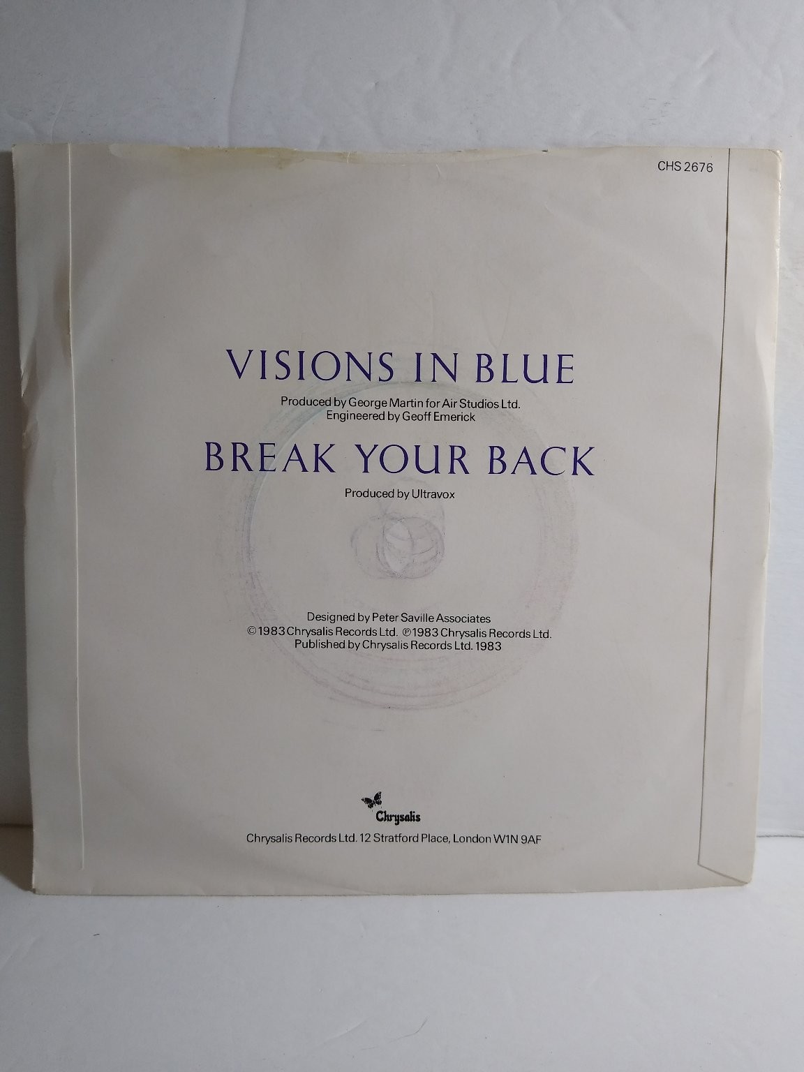 Ultravox – Visions In Blue 7″ Single 1983 Chrysalis Synthpop 45 RPM New Wave