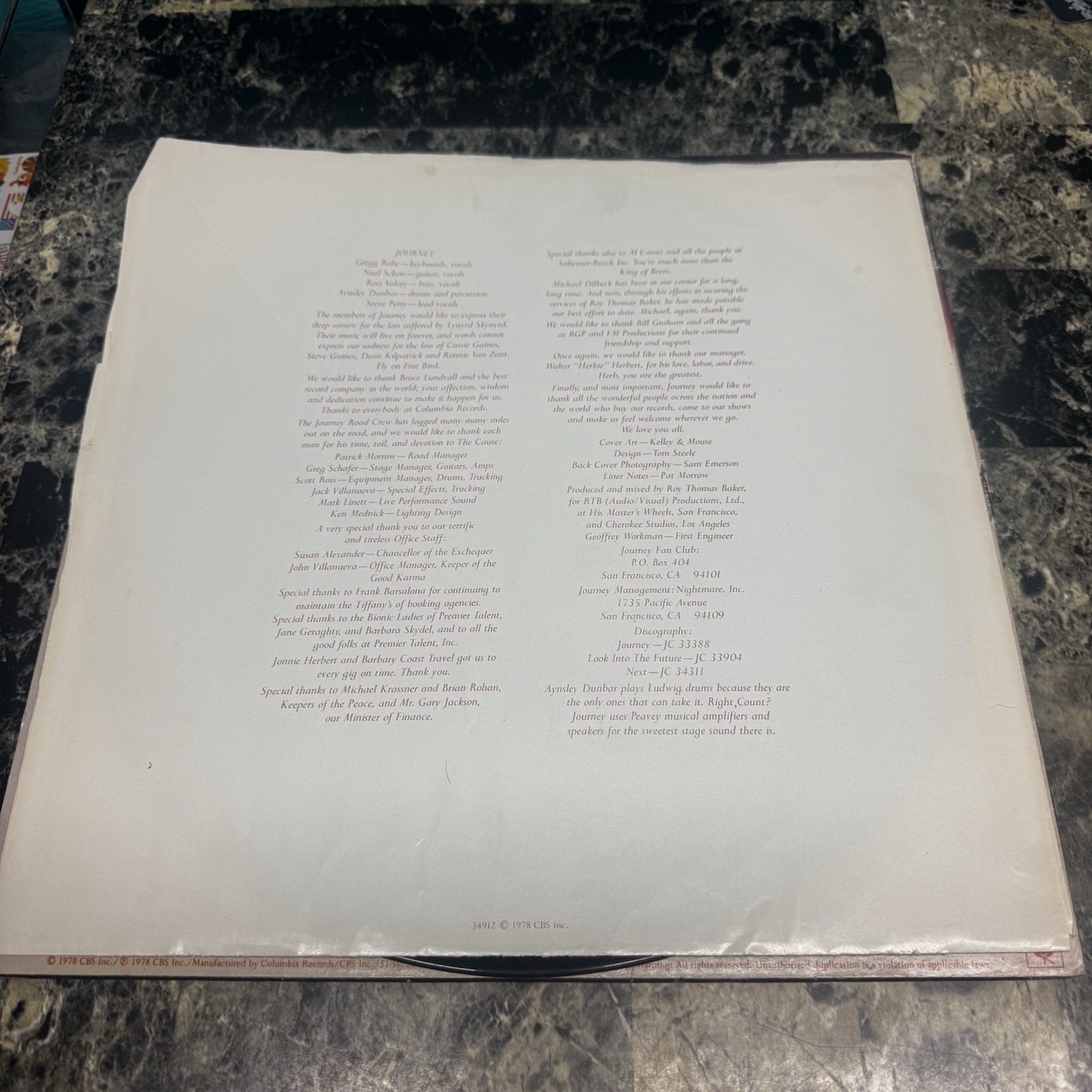 Journey Infinity Vintage Vinyl LP 1978 Columbia Record JC 34912
