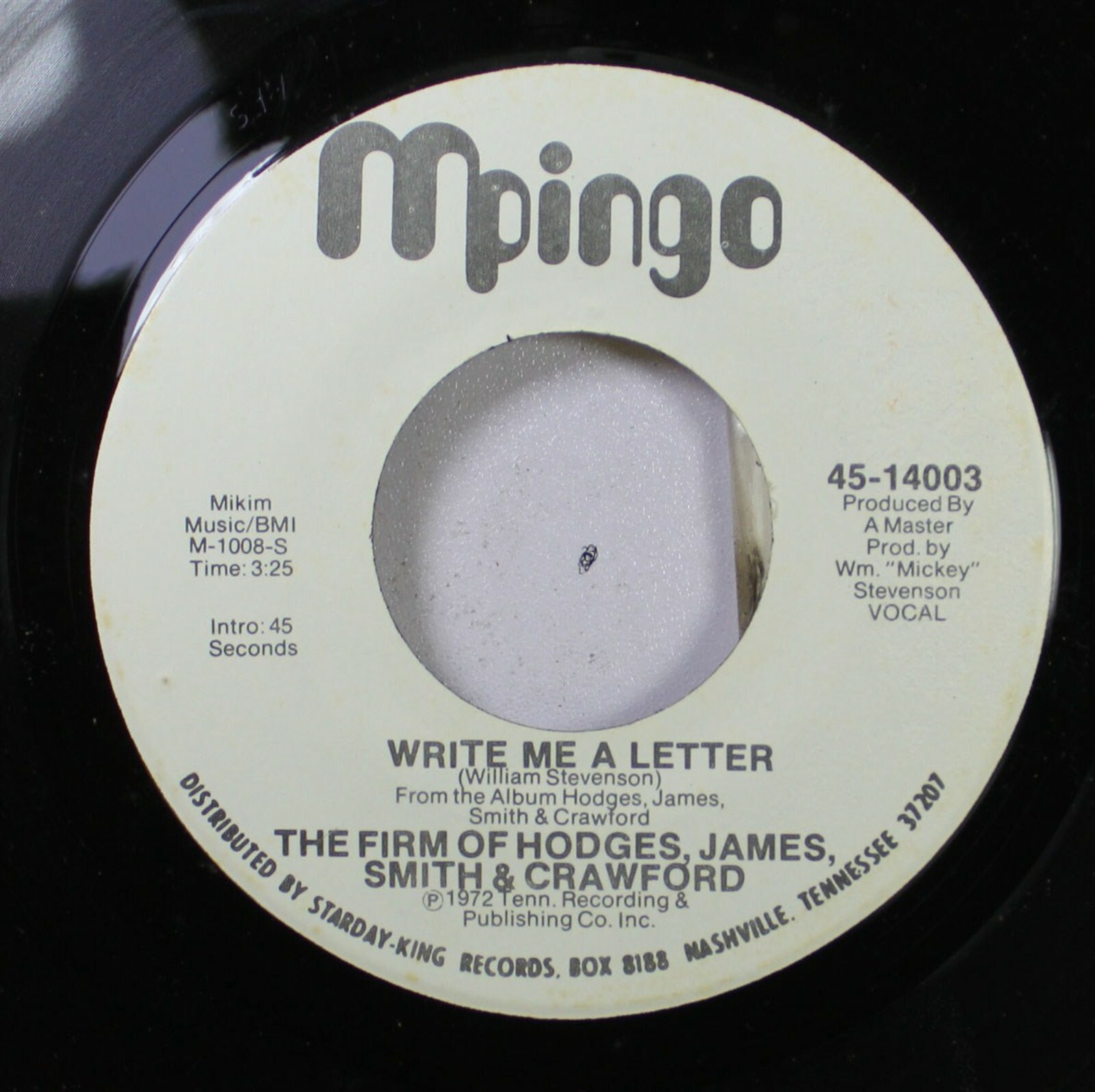 Soul Promo 45 The Firm Of Hodges, James, Smith & Crawford – Write Me A Letter /