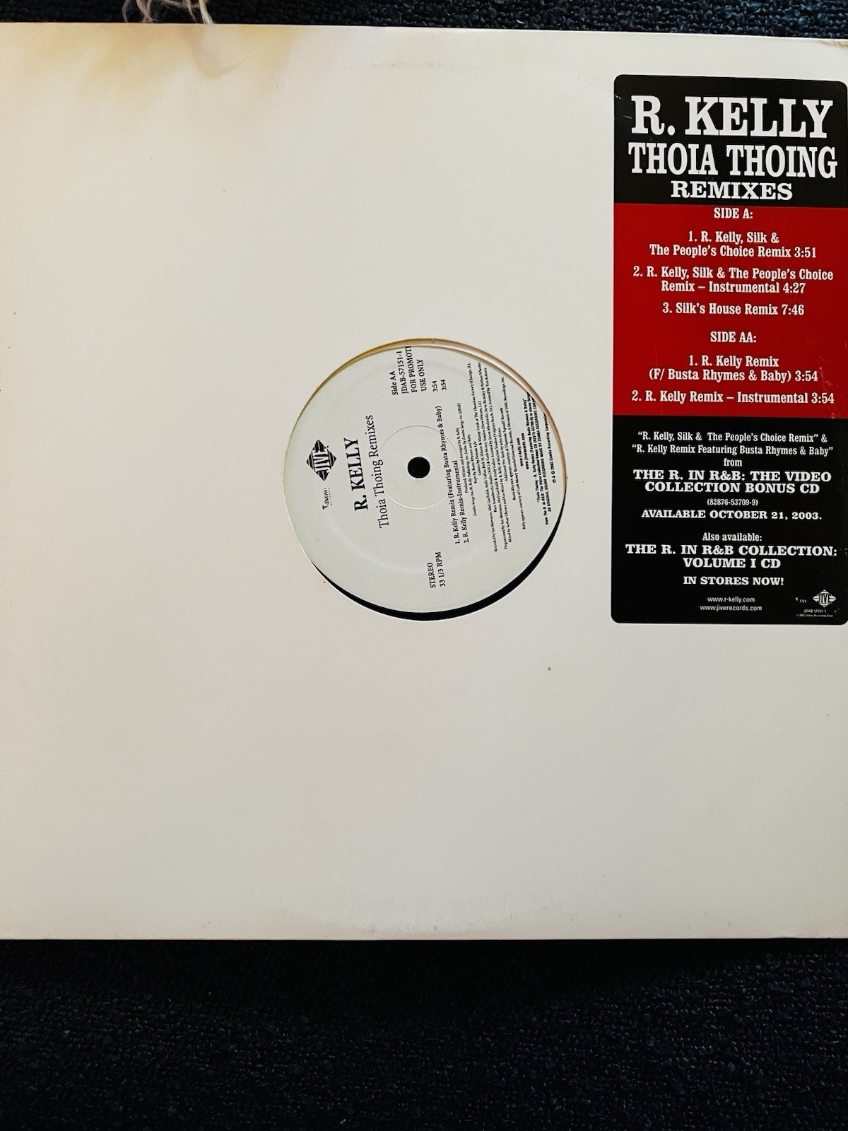 R. Kelly Thoia Thoing Remixes White Label Promo Copy JDAB-57151-1
