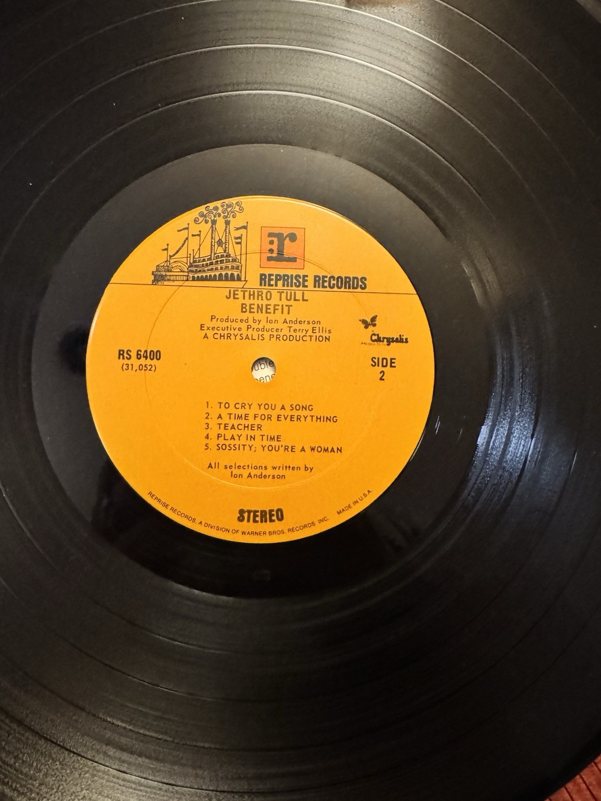 Jethro Tull Benefit Vinyl LP Record (Chrysalis, 1970s, Hard Rock) RS 6400