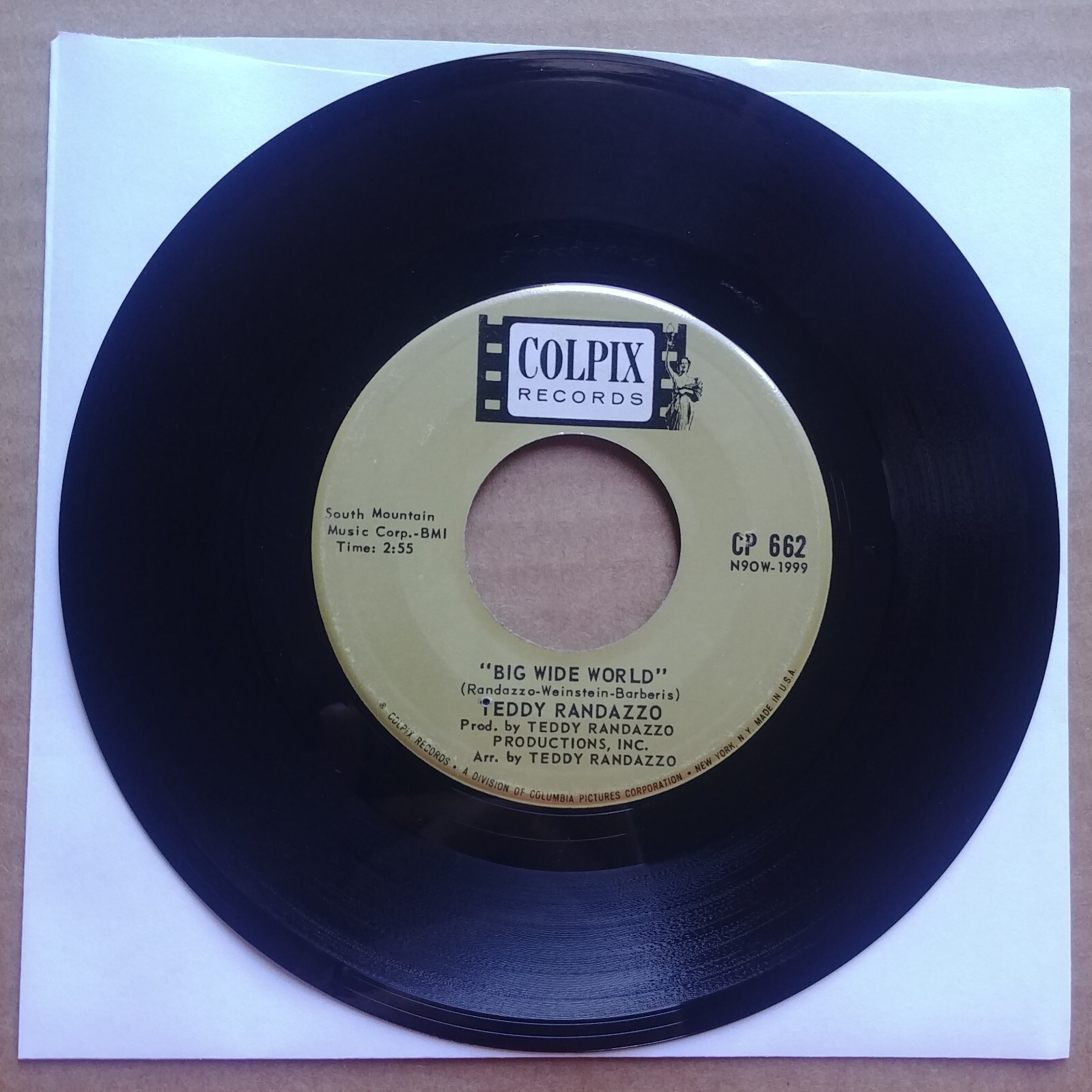 TEDDY RANDAZZO Big Wide World 45 7″ POP VOCAL Record Vinyl COLPIX Records