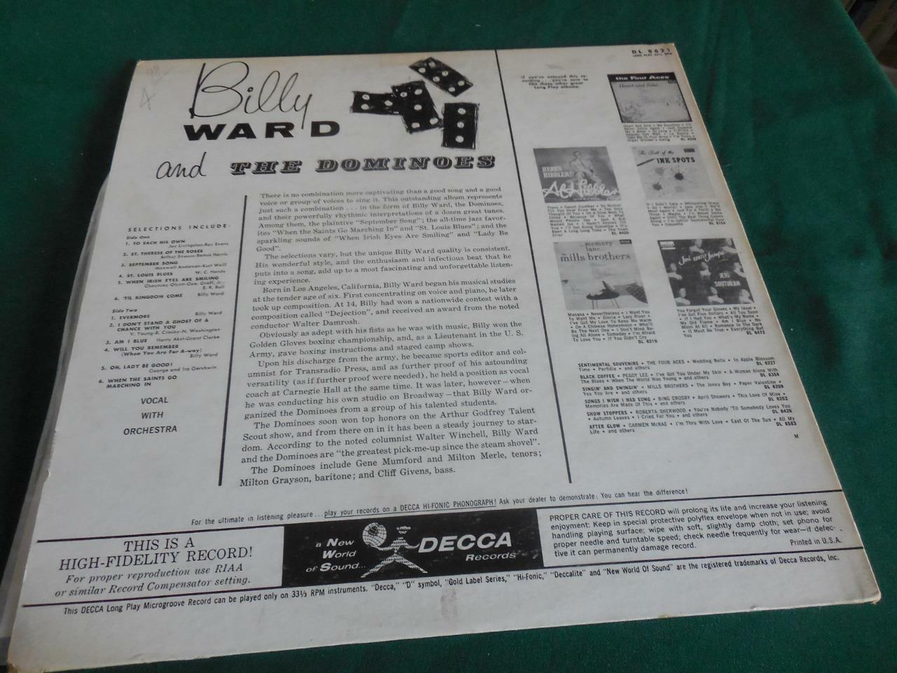 Billy Ward & The Dominoes 1957 DECCA DL8621 VG++ -NM black Label Record/Vinyl