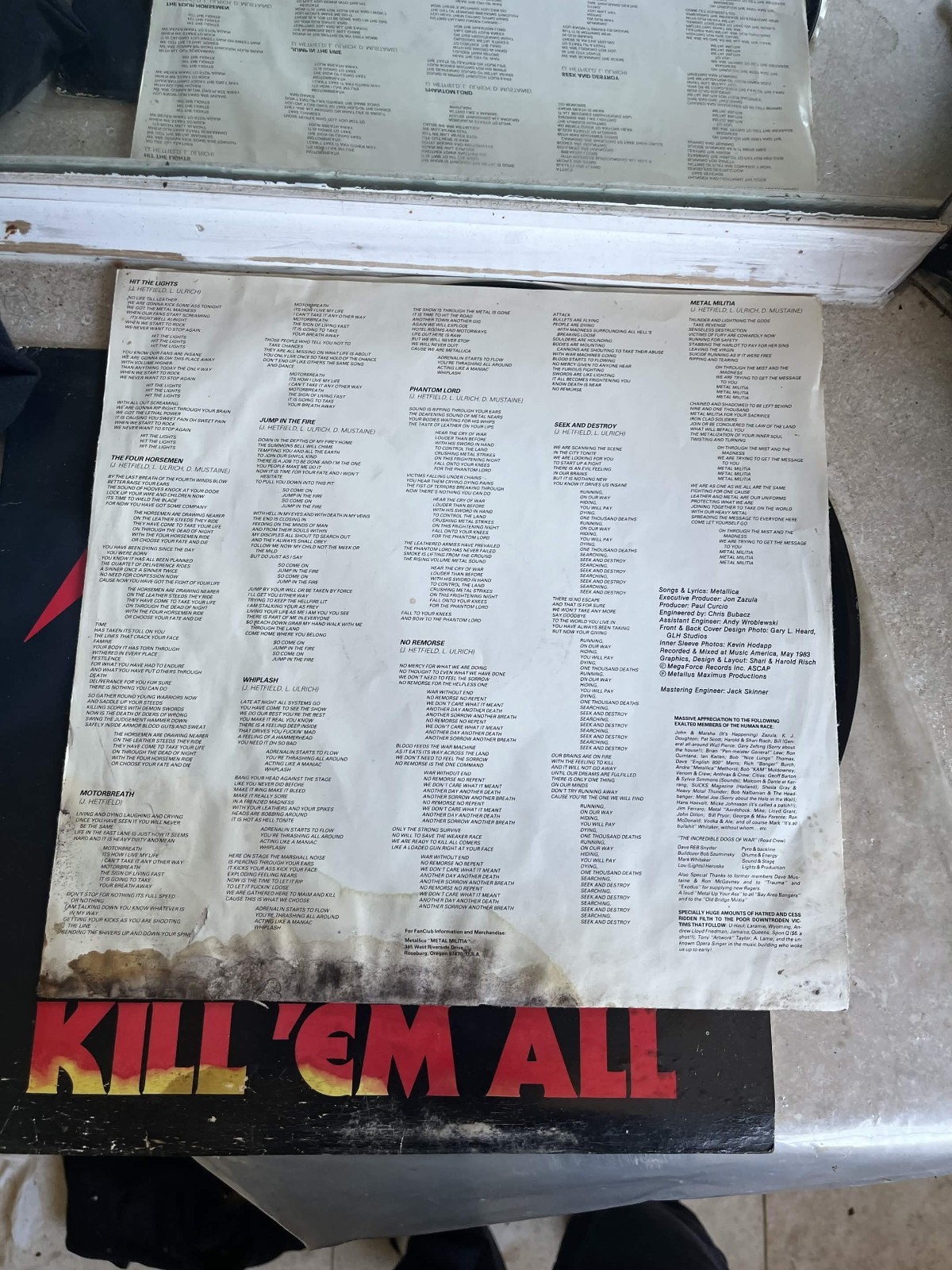 Metallica Kill ‘Em All Megaforce Records MRI 069 1st Press ORIGINAL SLEEVE 1983