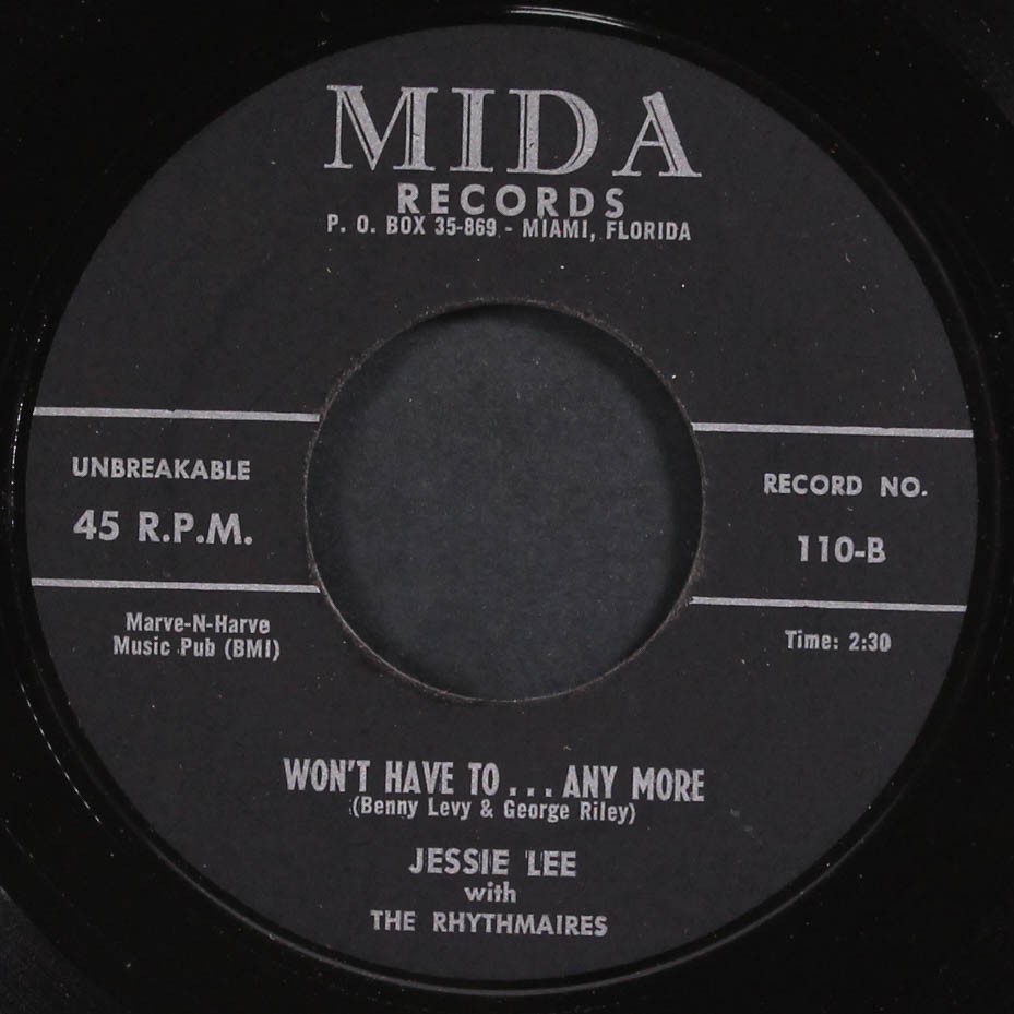 JESSIE LEE & RHYTHMAIRES: won’t have to…any more / lonely broken heart MIDA 7″
