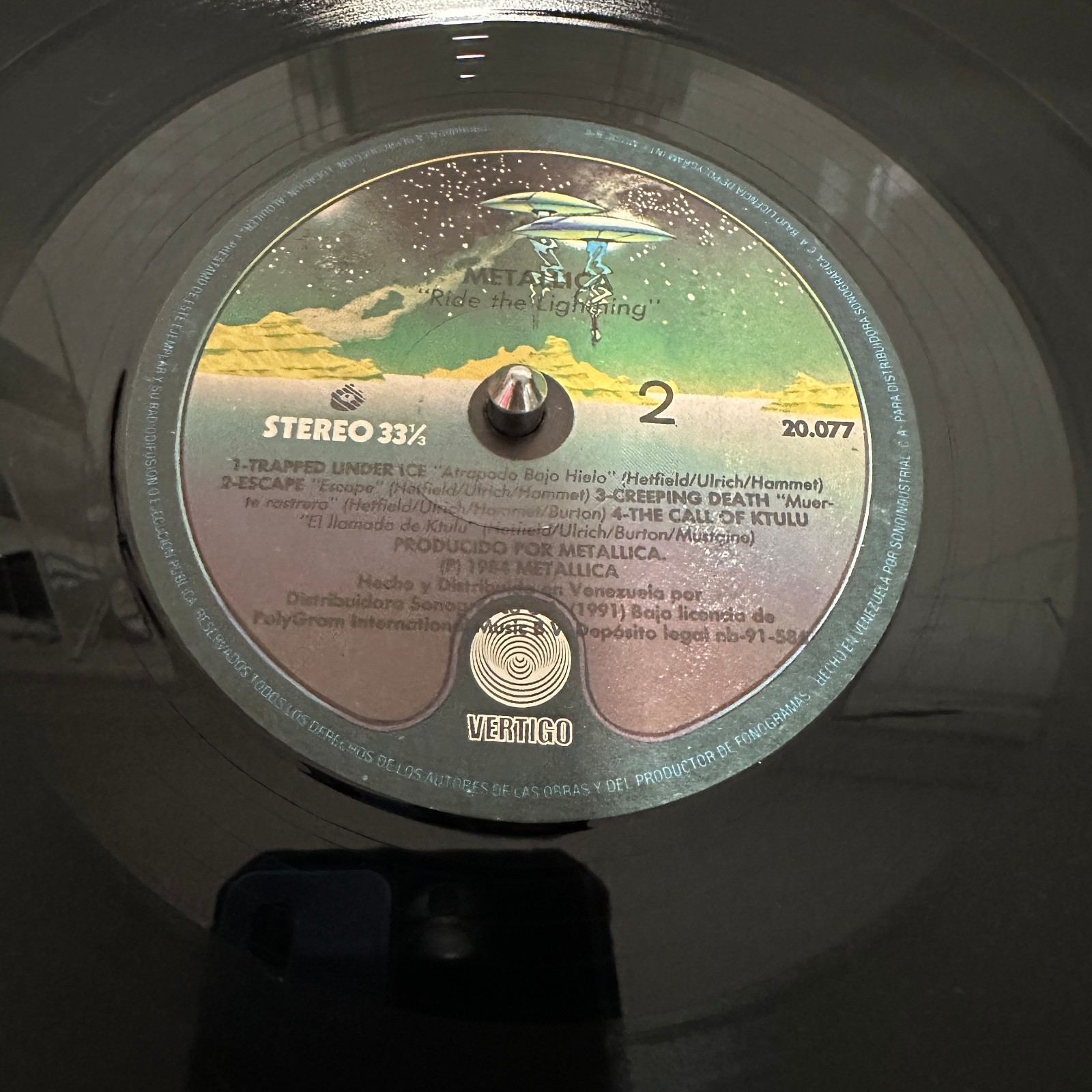 Metallica Ride The Lightning LP Venezuela 1991 Vertigo Sonografica NM/NM