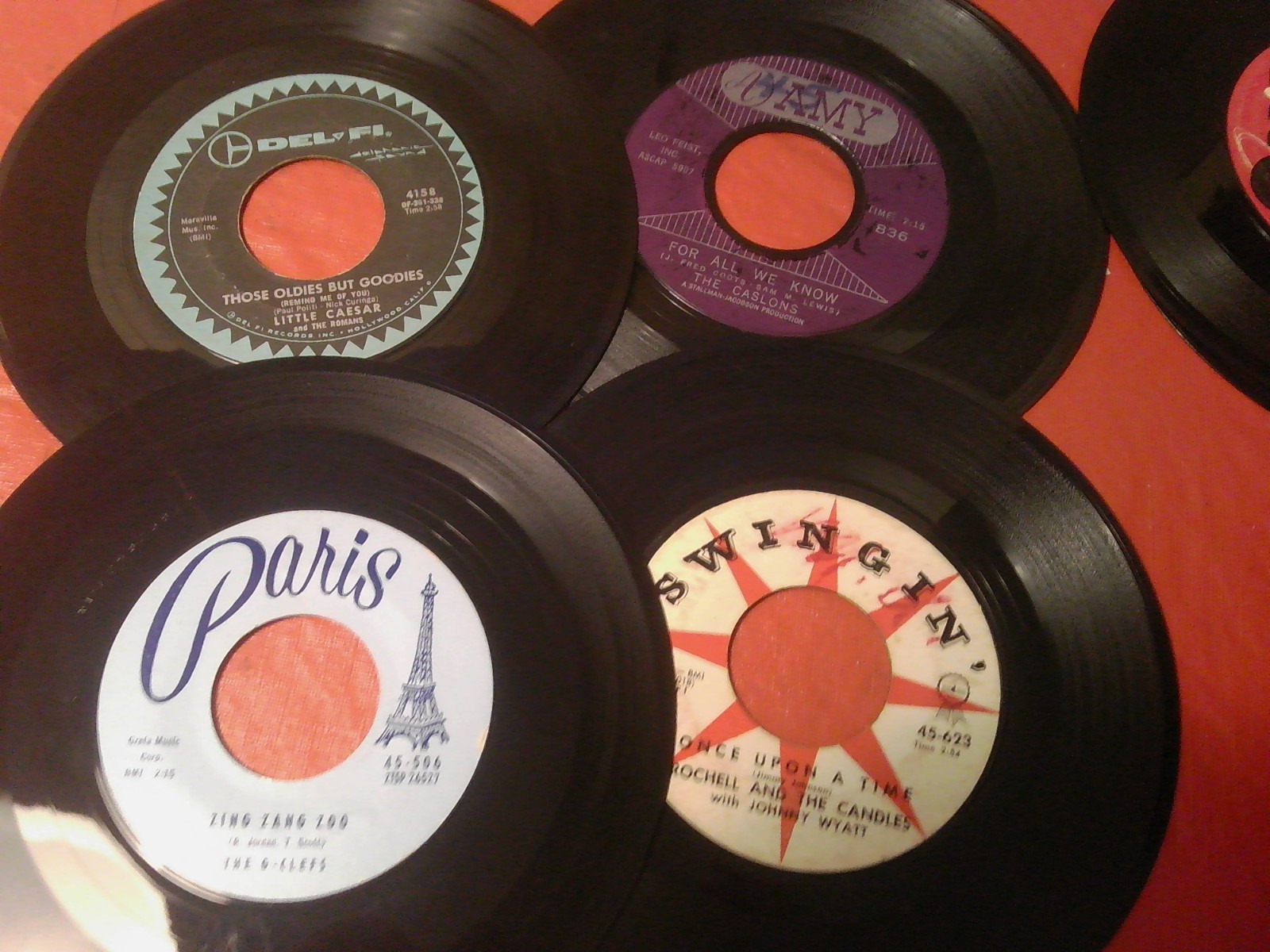 Faux Snakeskin 45 RPM CASE & (50) 1950’s-60’s Doo Wop R & B 45’s See Photos