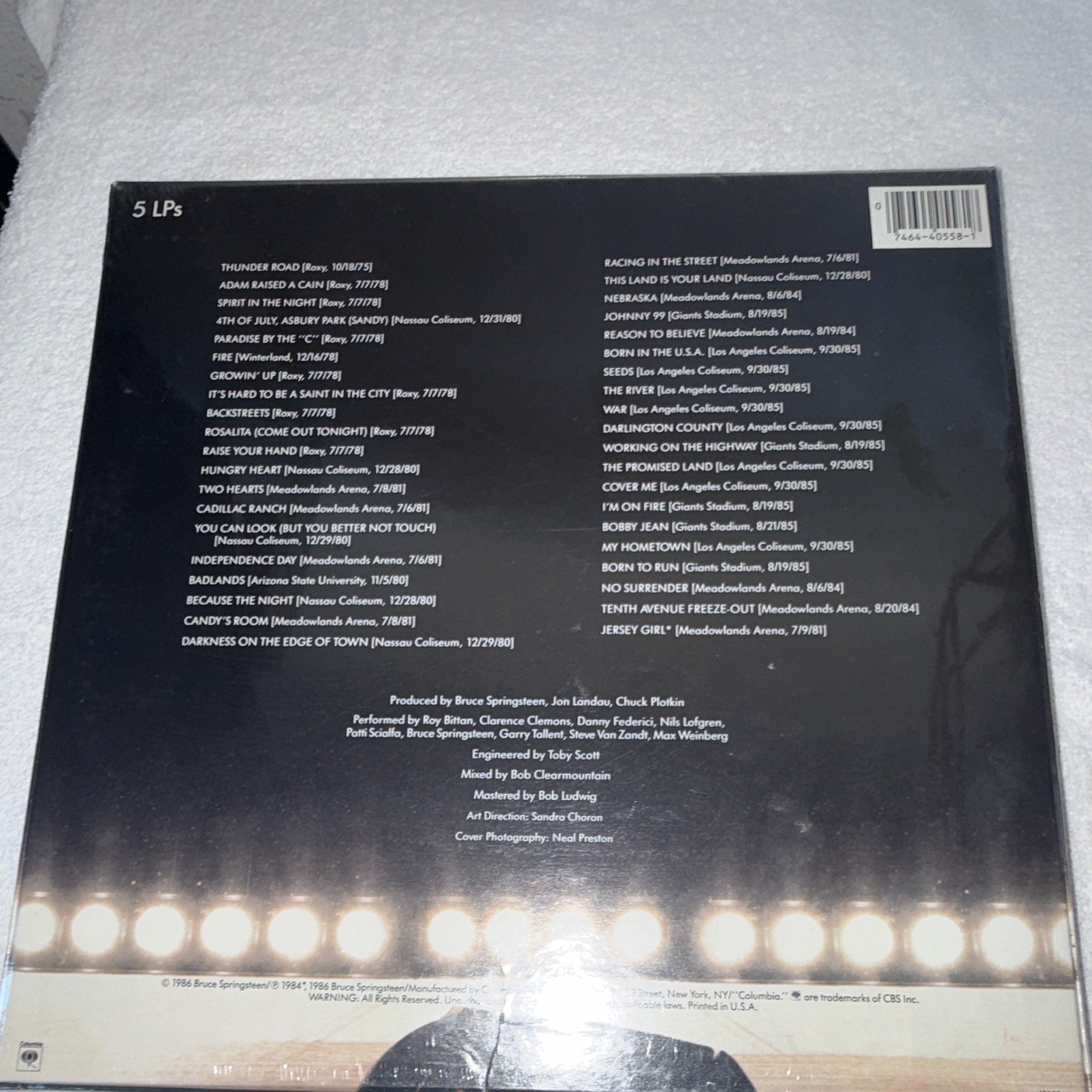 Bruce Springsteen & E Street Band Live/1975-85 5LP Vinyl Box Set Columbia 1986