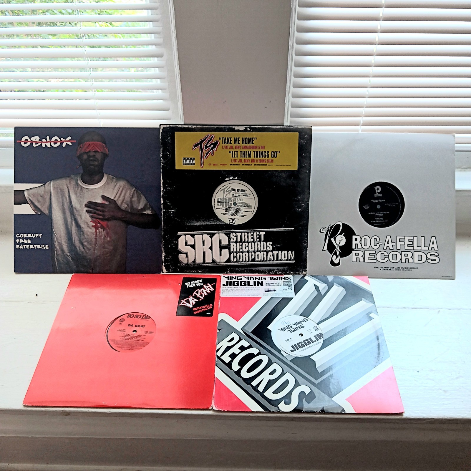 LOT OF 5 Y2K HIP HOP RAP VINYL SINGLES YOUNG GUNZ DA BRAT YING YANG TWINS OBNOX