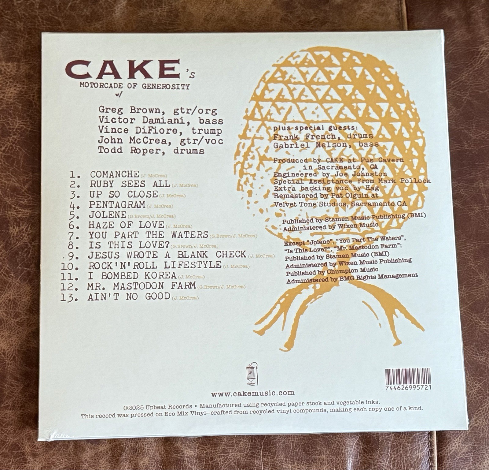 Cake ~ Motorcade Of Generosity, Limited Maroon Vinyl LP (New/Selaed)