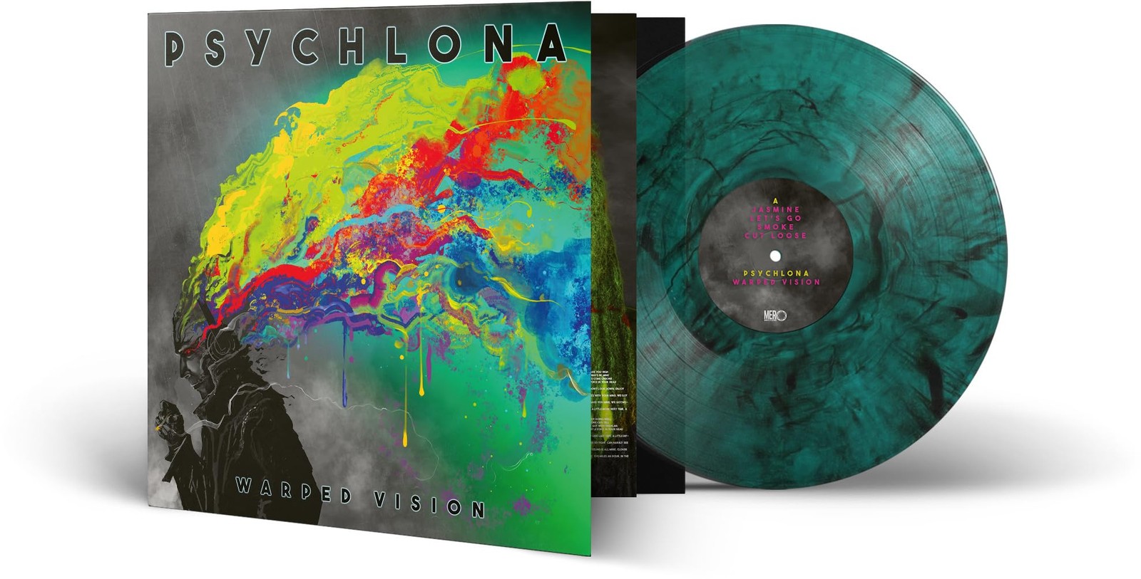 PSYCHLONA WARPED VISION GREEN BLACK MARBLE VINYL LP