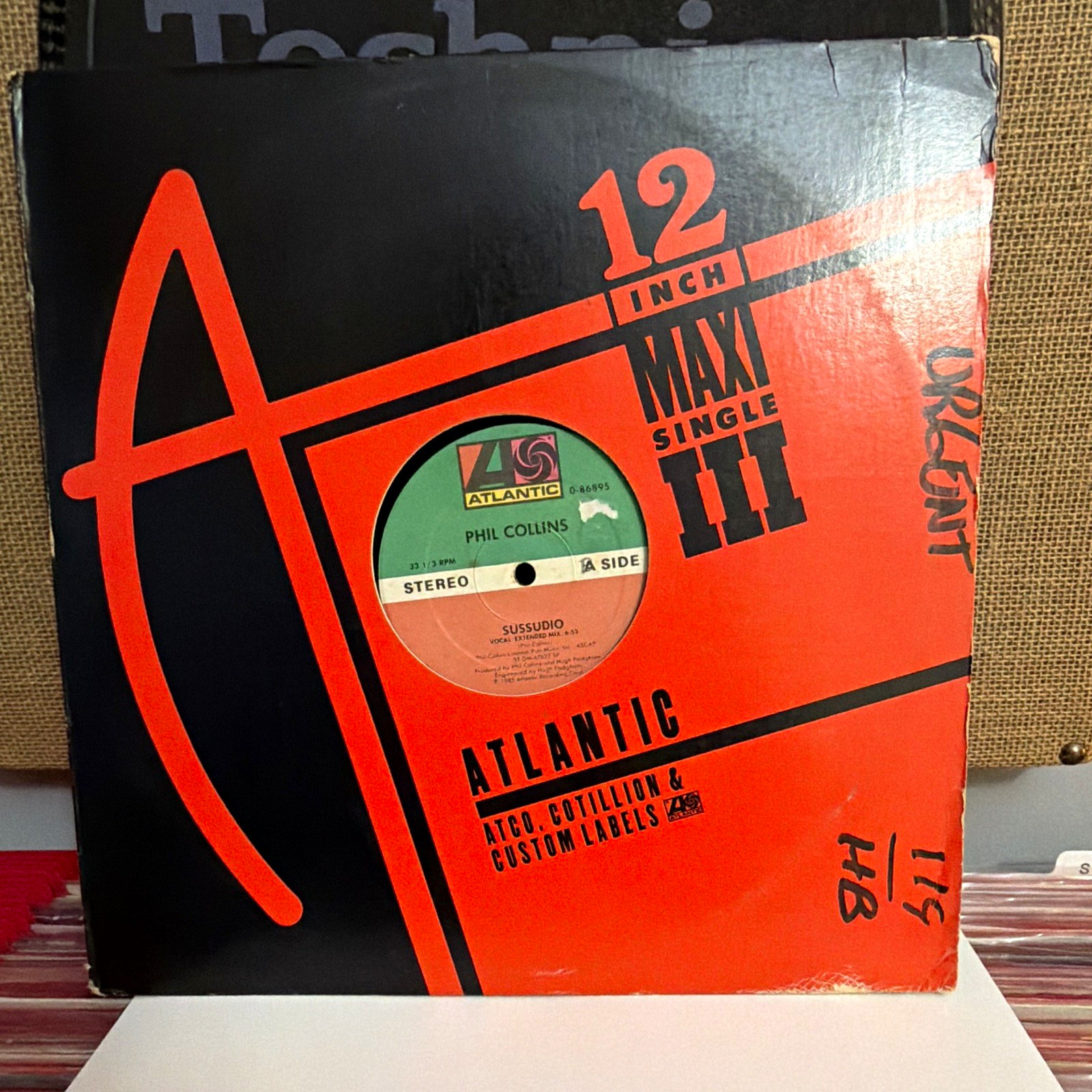 Phil Collins Sussudio 12″ Vinyl Maxi-Single Atlantic 33 RPM 1985 0-86895