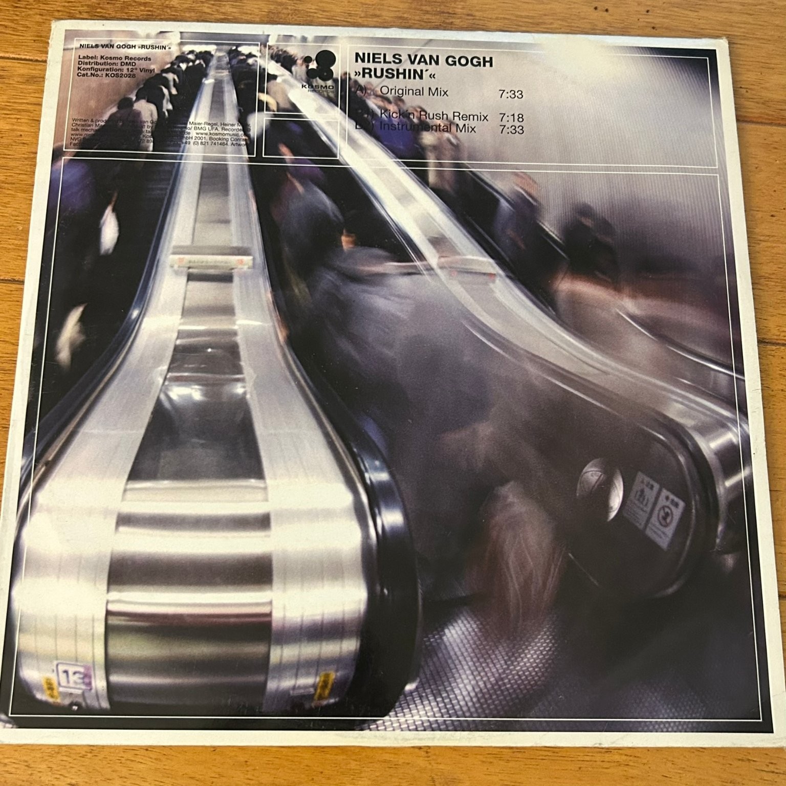 Niels Van Gogh – Rushin’ 12″ Vinyl Record 2001 Kosmo Records Trance 45 RPM