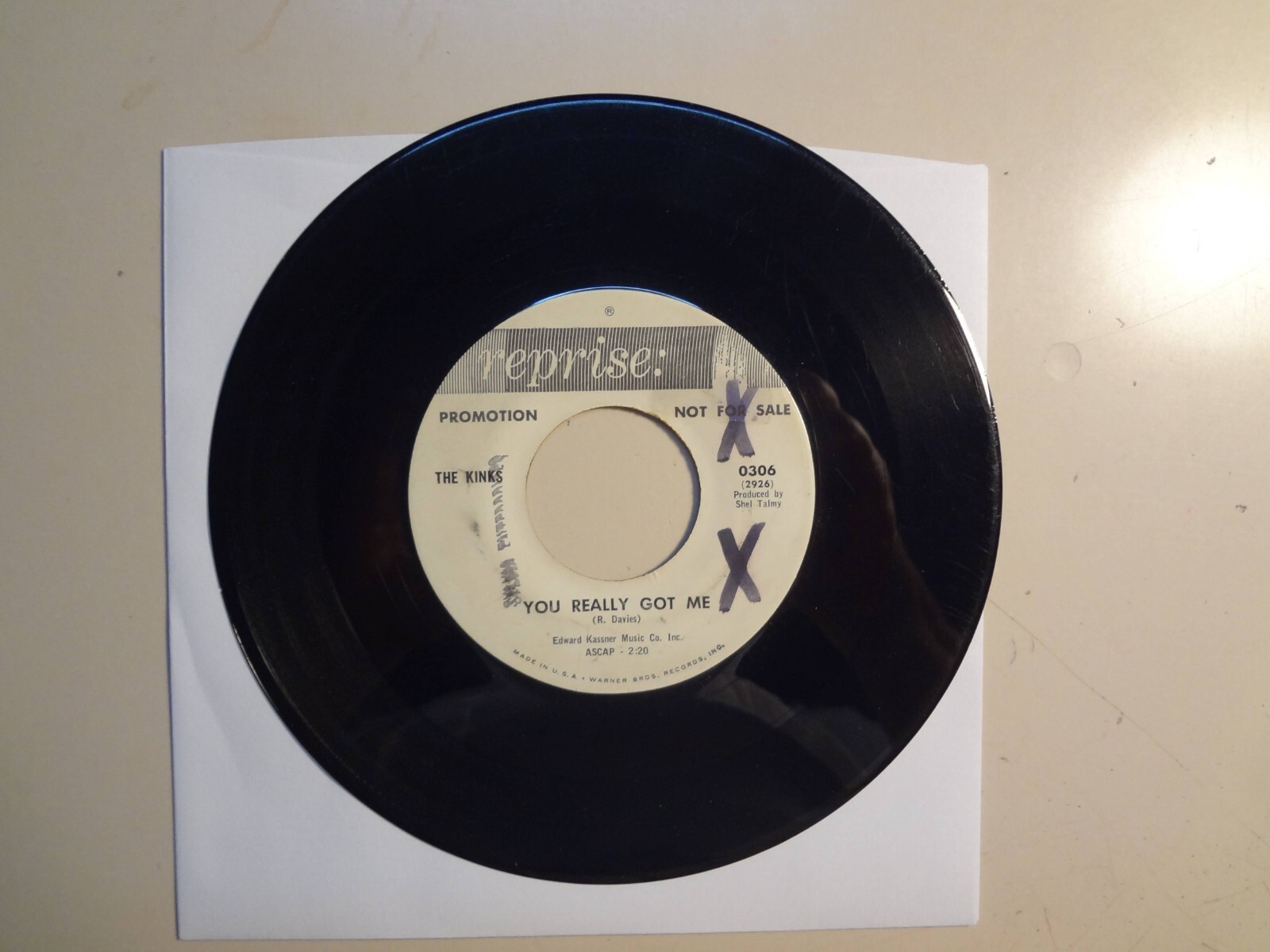 KINKS: You Really Got Me 2:20-U.S. 7″ 1964 Reprise Records Promo Label One Sided