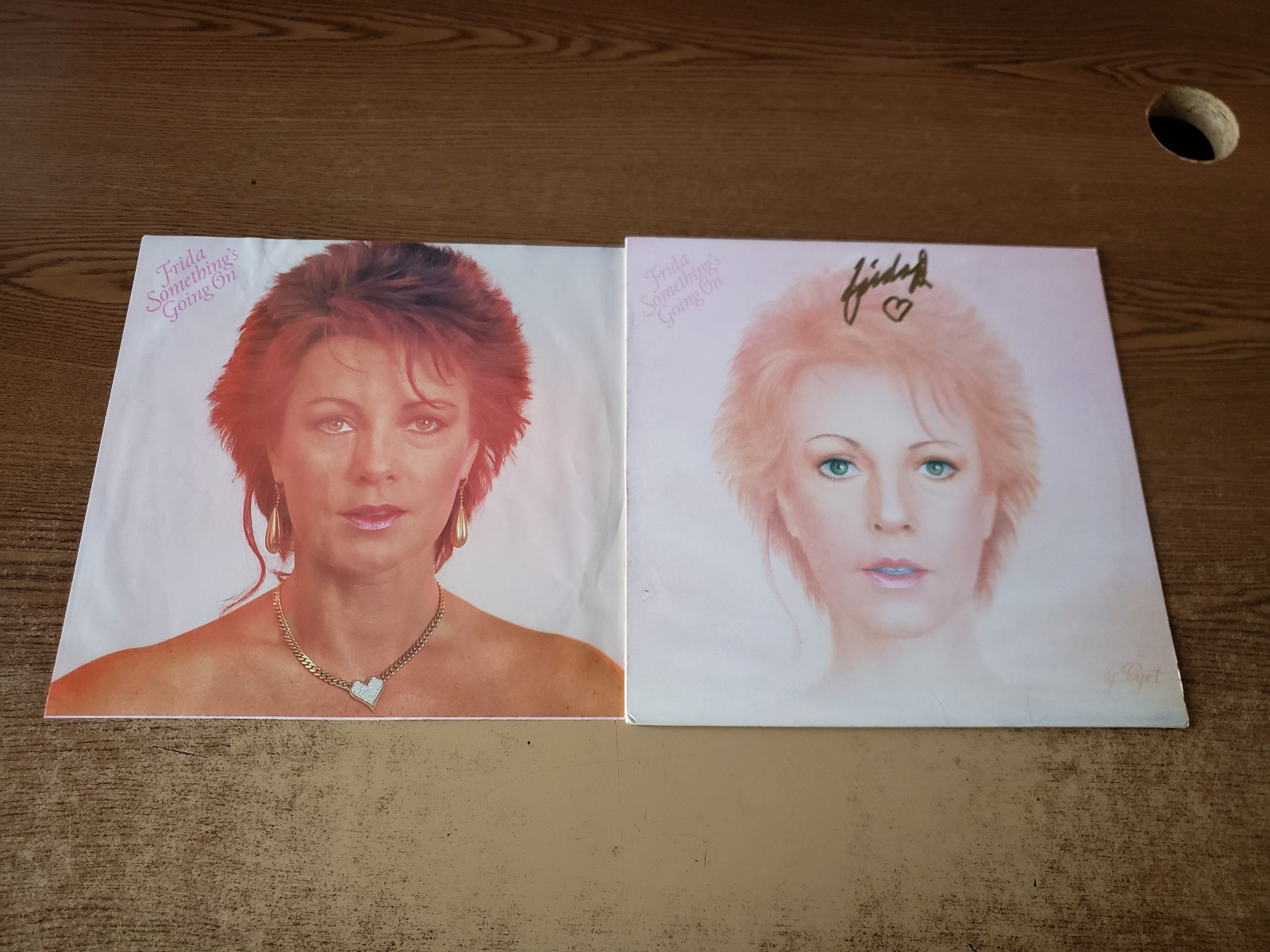 autographed from ABBA 1980s vg+ Anni-Frid FRIDA Synni Lyngstad– Something’s LP33