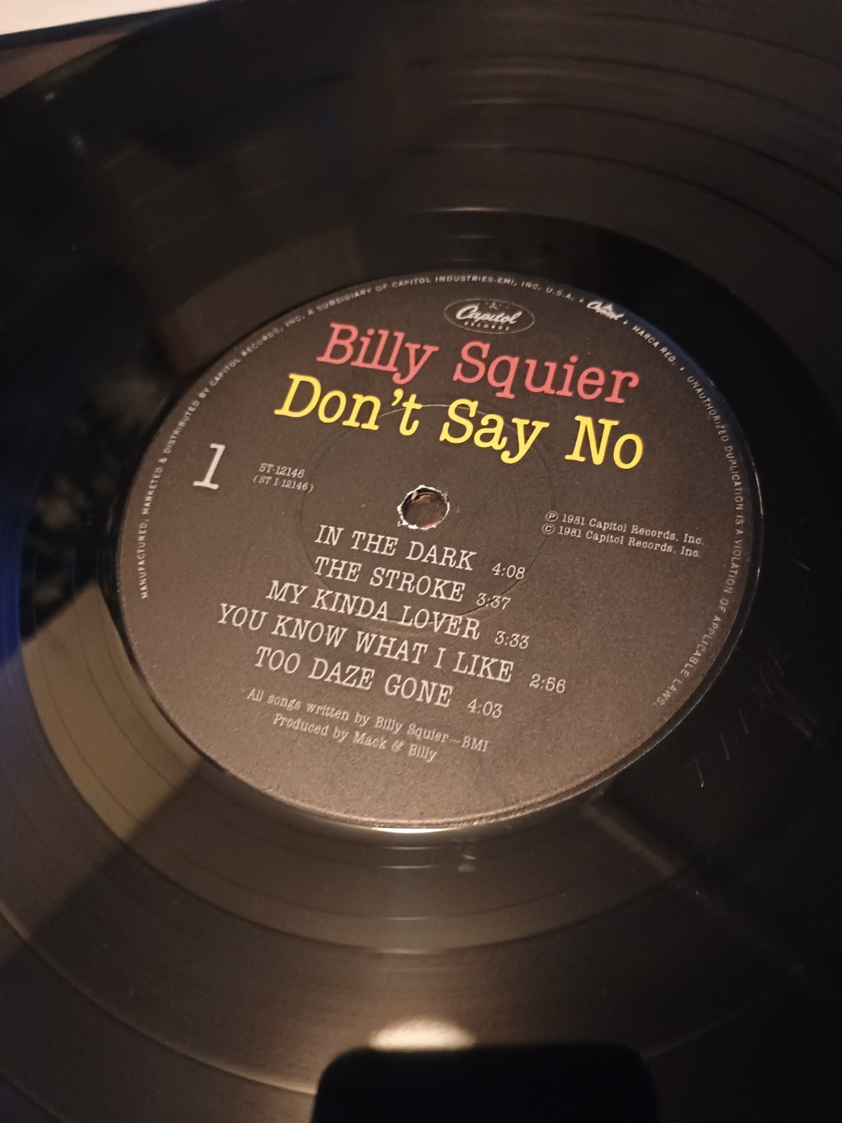 Don’t Say No by Billy Squier Original 1981 Vinyl Record