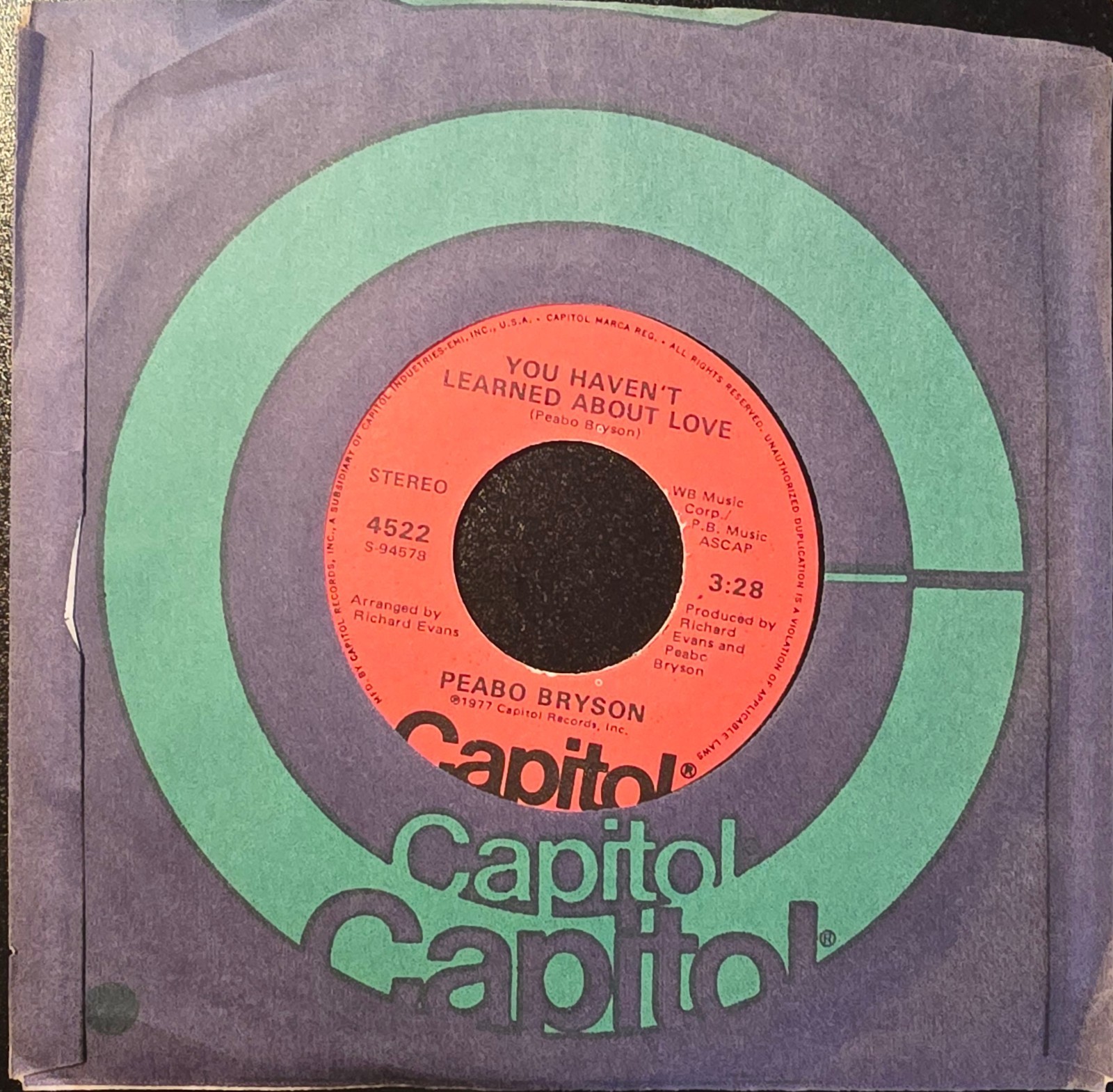 Peabo Bryson Lot of 2 Soul Funk 45s Reaching For The Sky & Feel The Fire
