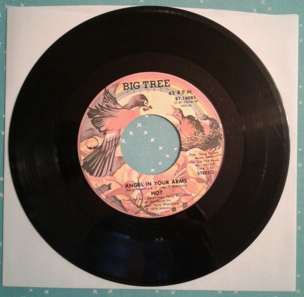 HOT “Angel in Your Arms / Just ‘Cause I’m Guilty” 7″ 45 rpm BT-16085