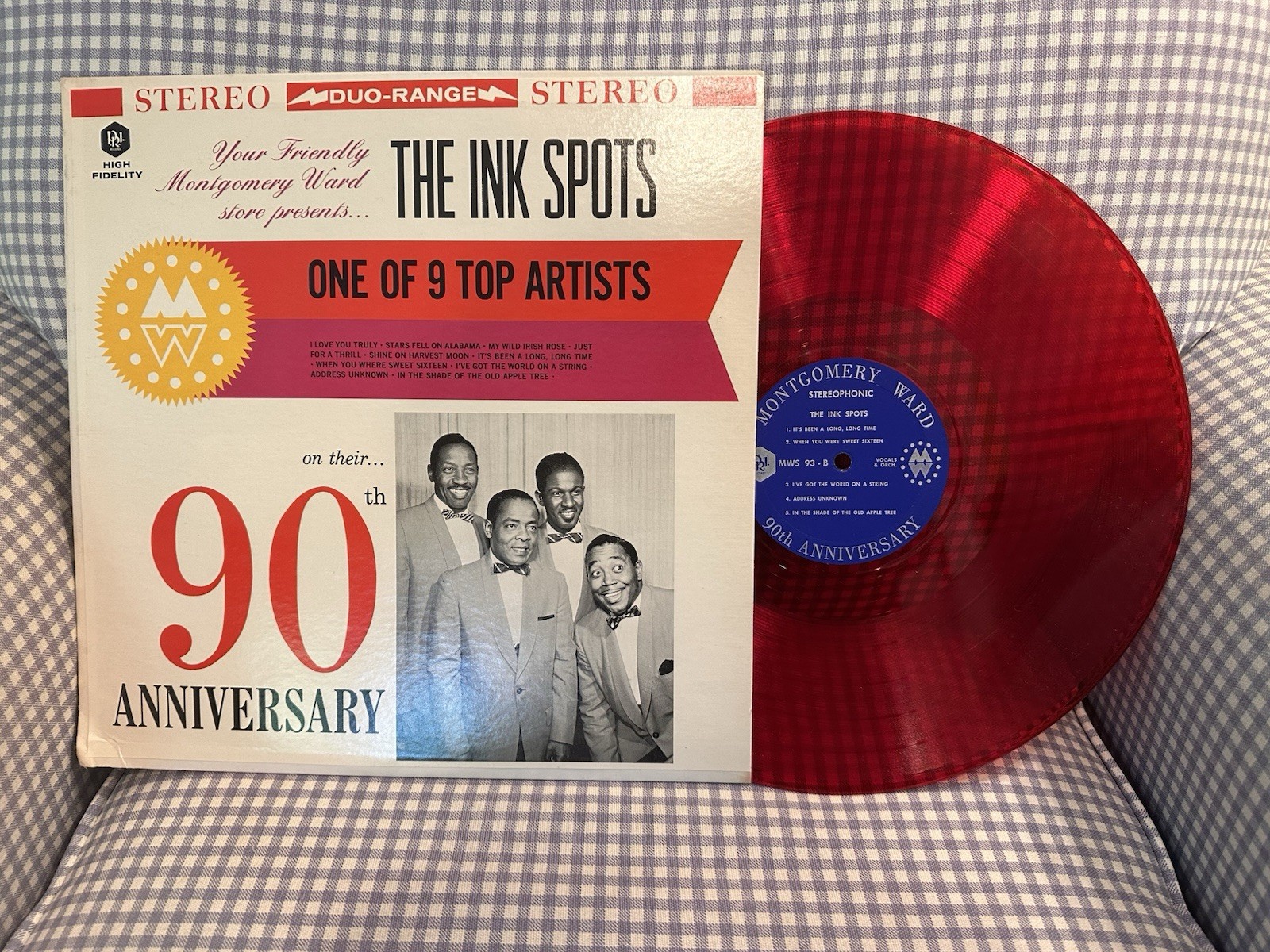 Vintage THE INK SPOTS red vinyl Montgomery Ward presents 90th (MW 93) VG+