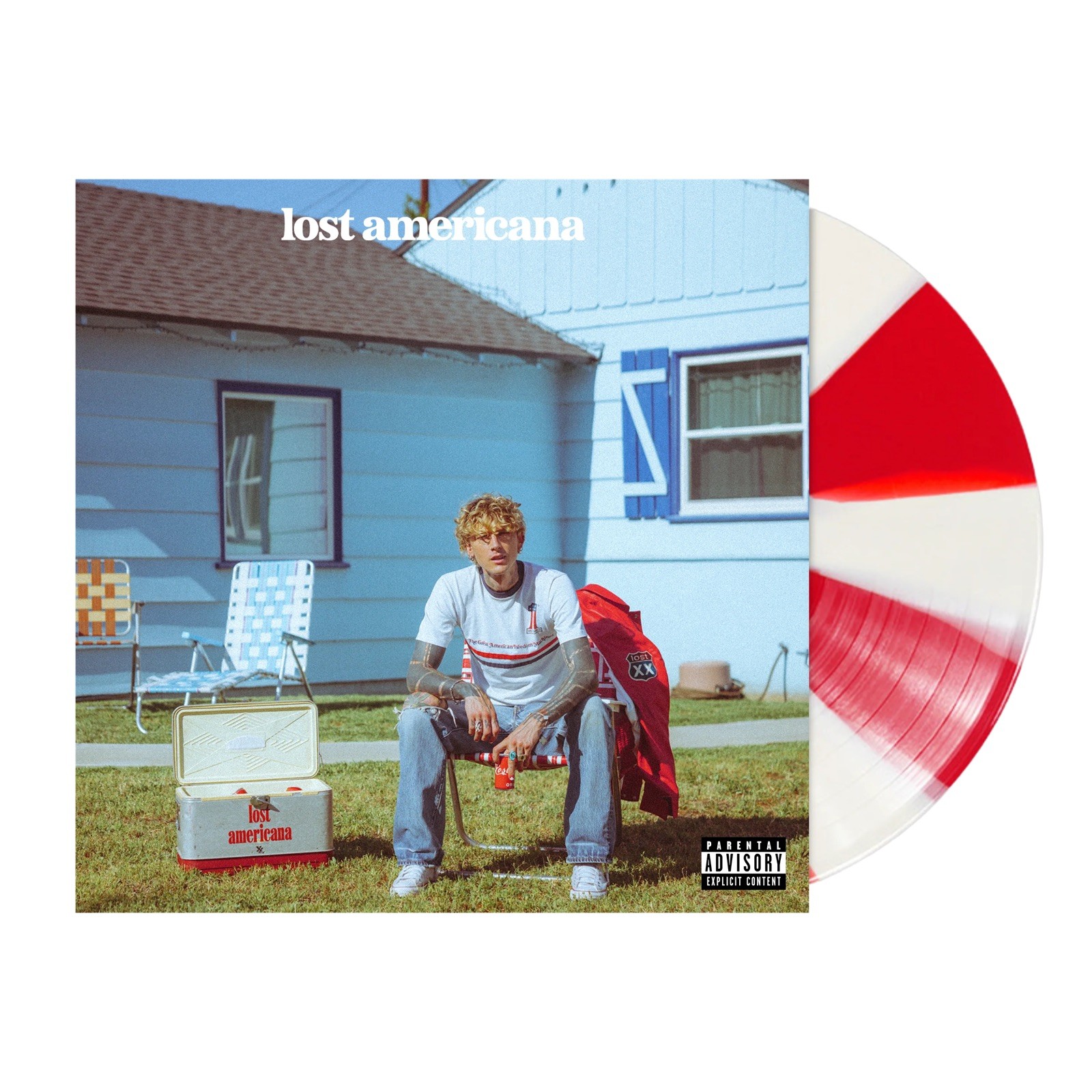 SIGNED Lost Americana Insert Red/White Vinyl – AUTOGRAPHED Machine Gun Kelly MGK