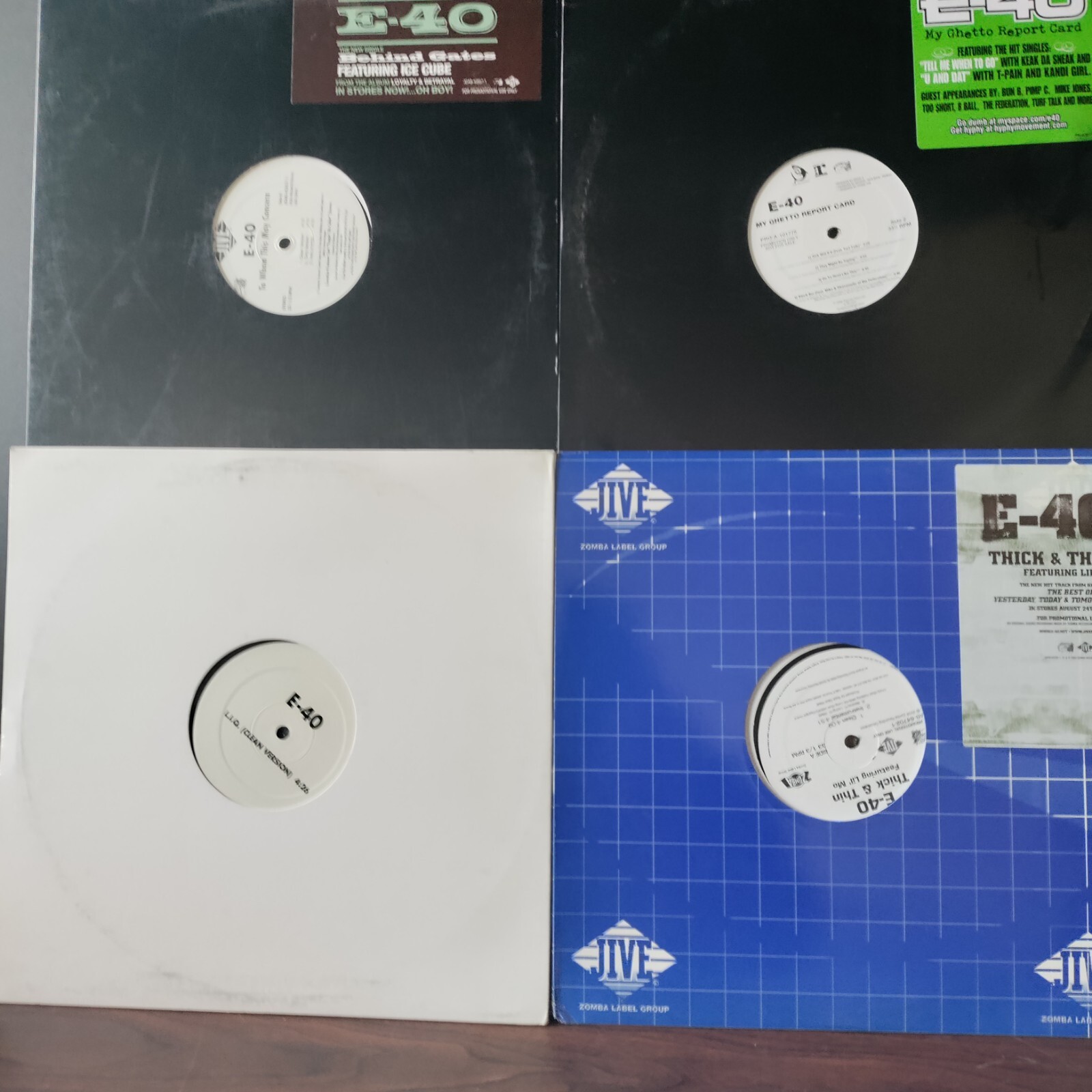 E-40 – Lot of 4 12″ Vinyl Singles – Behind Gates Thick & Thin, L.I.Q., My Ghetto