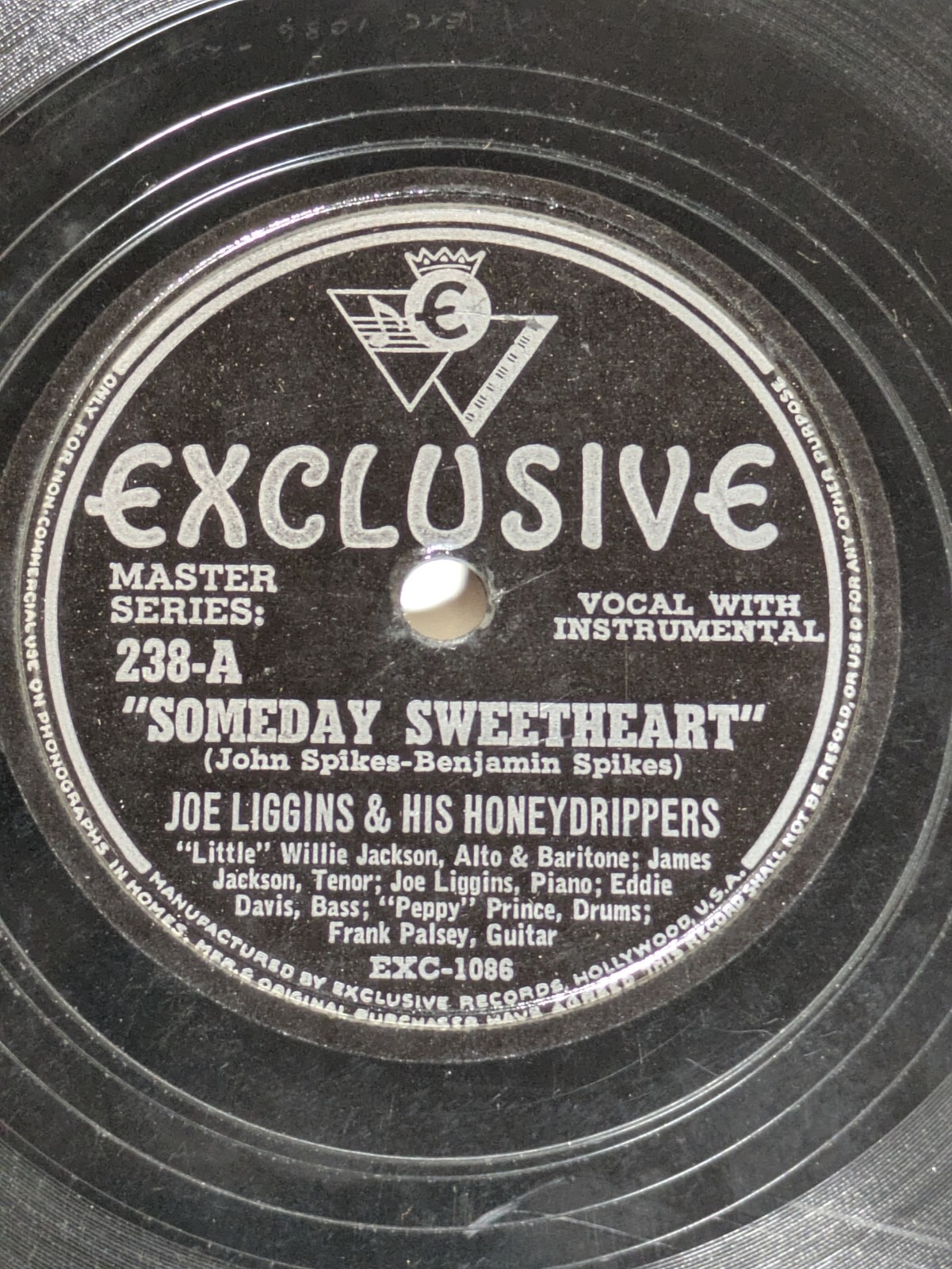 Joe Liggins & His Honeydrippers – Lot Of 2 78RPM – Exclusive 238, 132x Blues V+