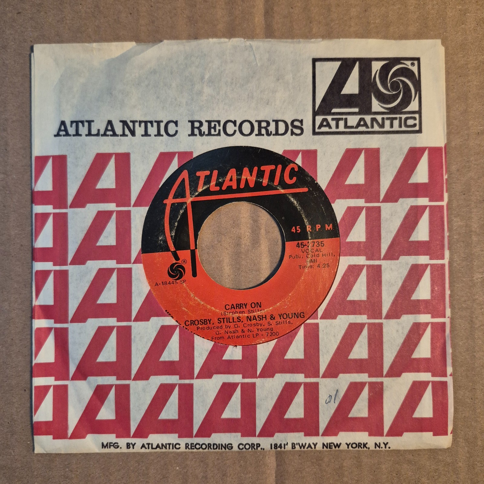 Crosby, Stills, Nash & Young “Teach Your Children-Carry On” 7″45 Atlantic 2735