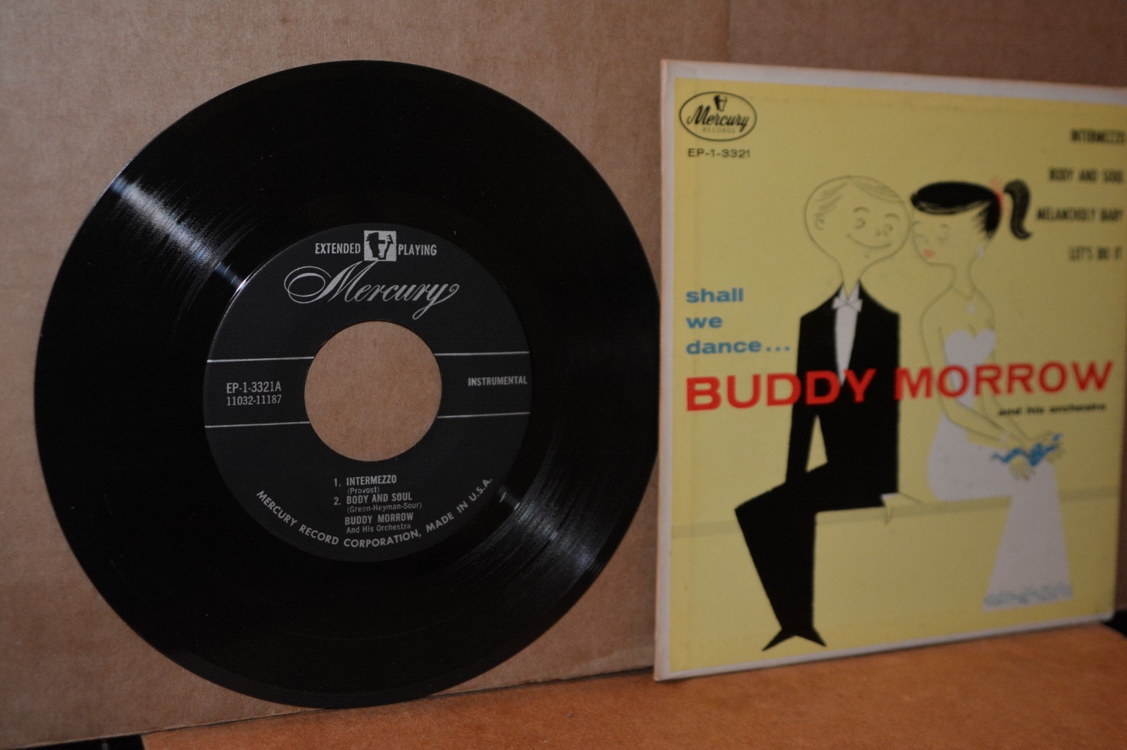 BUDDY MORROW: SHALL WE DANCE; MINT- EXTENDED PLAY (EP) 45 & CARDBOARD COVER