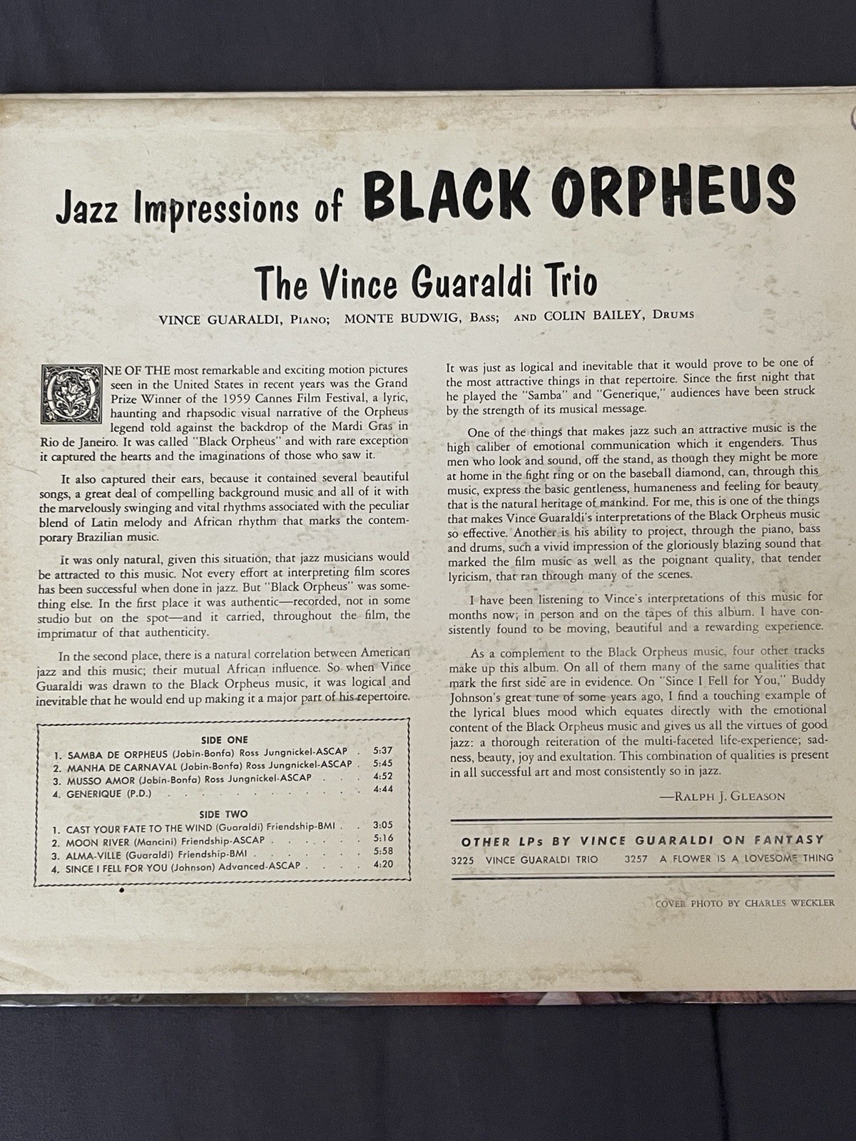 ✨Vince Guaraldi Trio✨Jazz Impressions of Black Orpheus – Fantasy 3337 LP VG+
