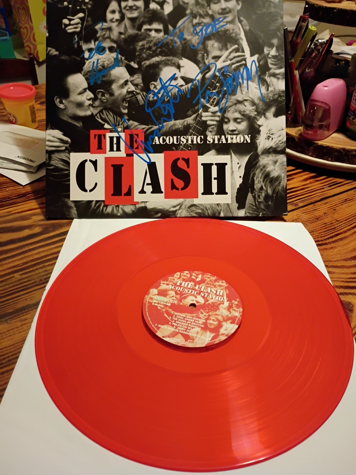 The Clash UNPLUGGED Acoustic Station: Live At The Station Pub, RED VINYL signed