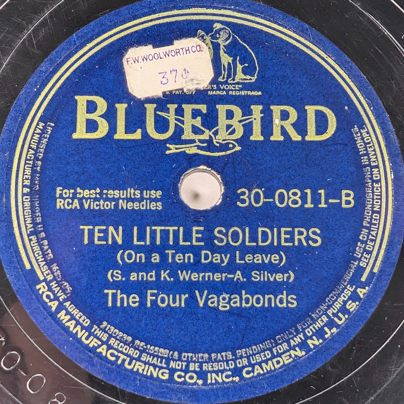 1940s 1943 The Four Vagabonds Bluebird 78 RPM Rose Ann Charing Cross Jazz Vocal