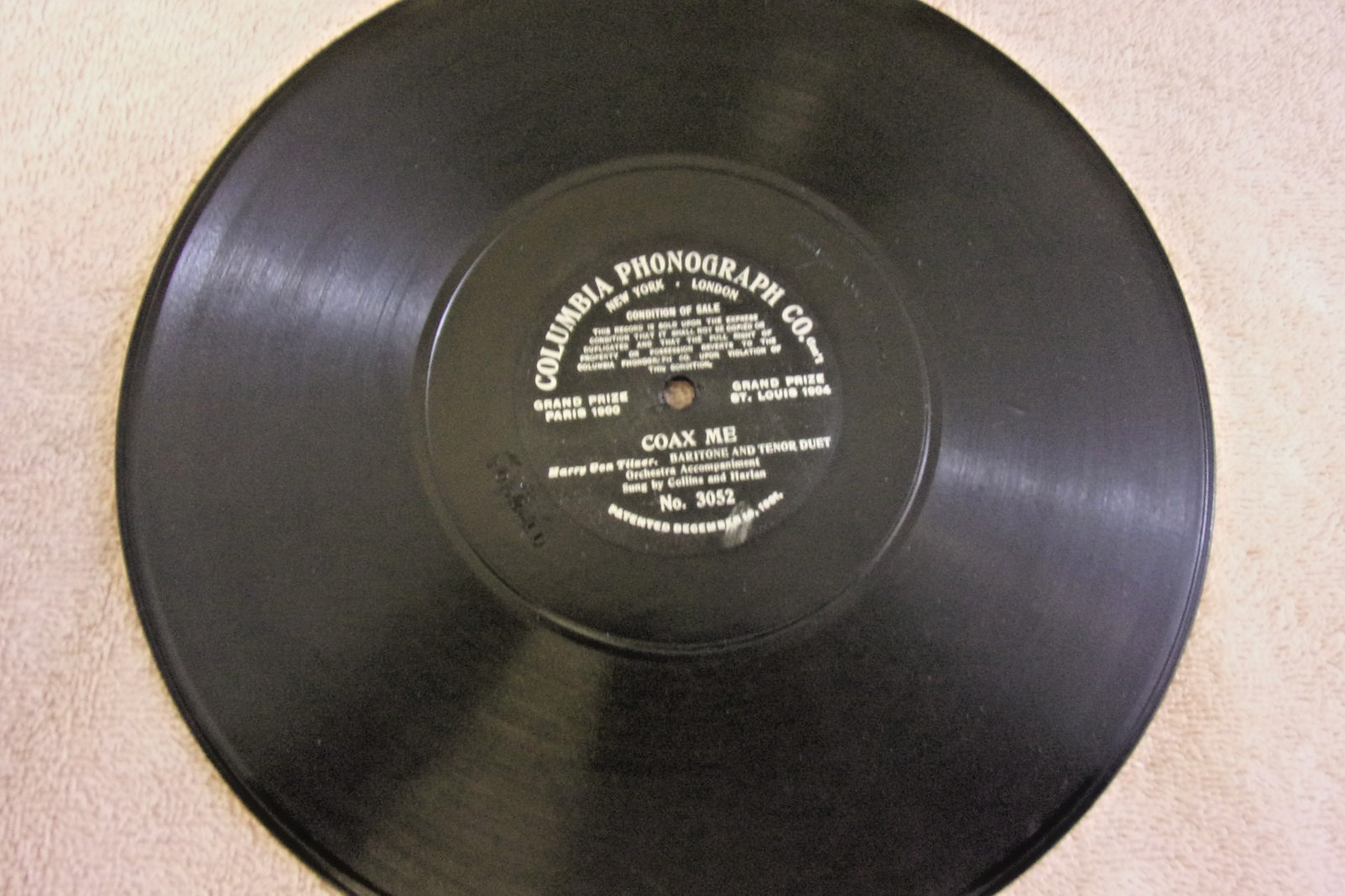 American Graphophone 1904 78 One Sided Coax Me 3052 Columbia Phonograph