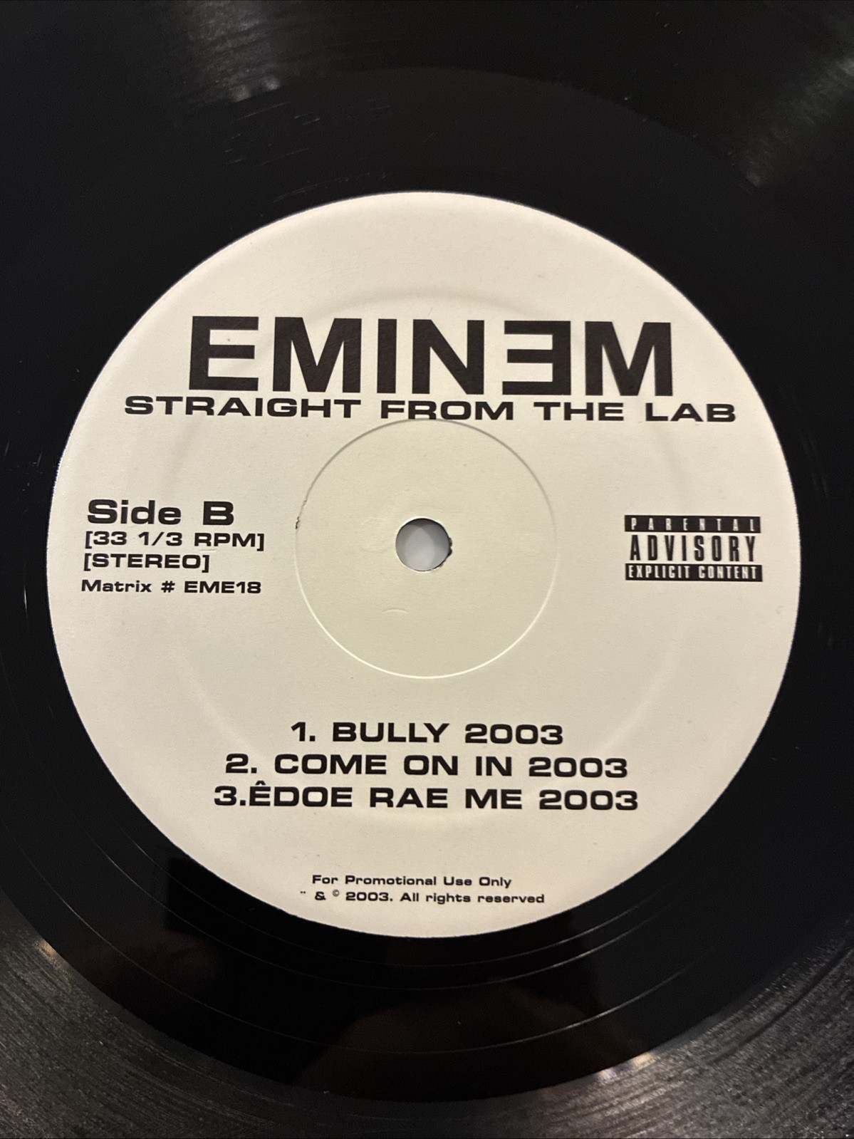 Eminem – Straight From The Lab LP Vinyl Promo 2003 Rap Hip Hop Near Mint