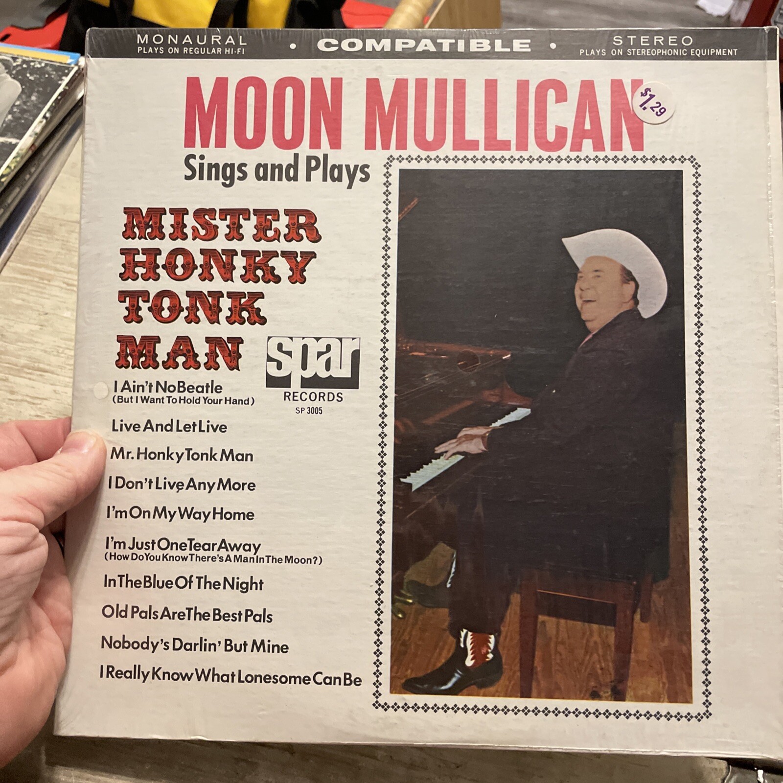 MOON MULLICAN Mister Honky Tonk Man Spar Records SP3005 LP Shrink VG