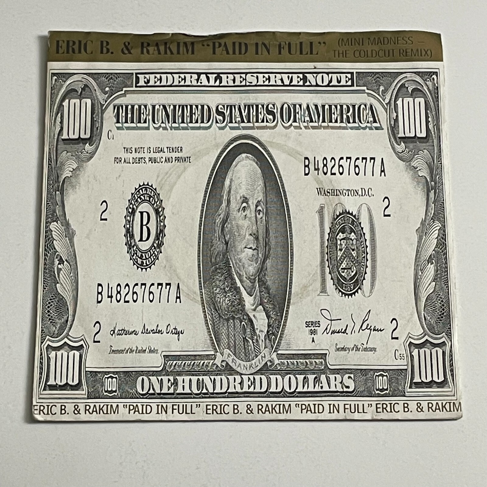 Eric B. & Rakim – Paid In Full (Coldcut Remix) 7″ Vinyl Record – BRW 78 VG+/EX