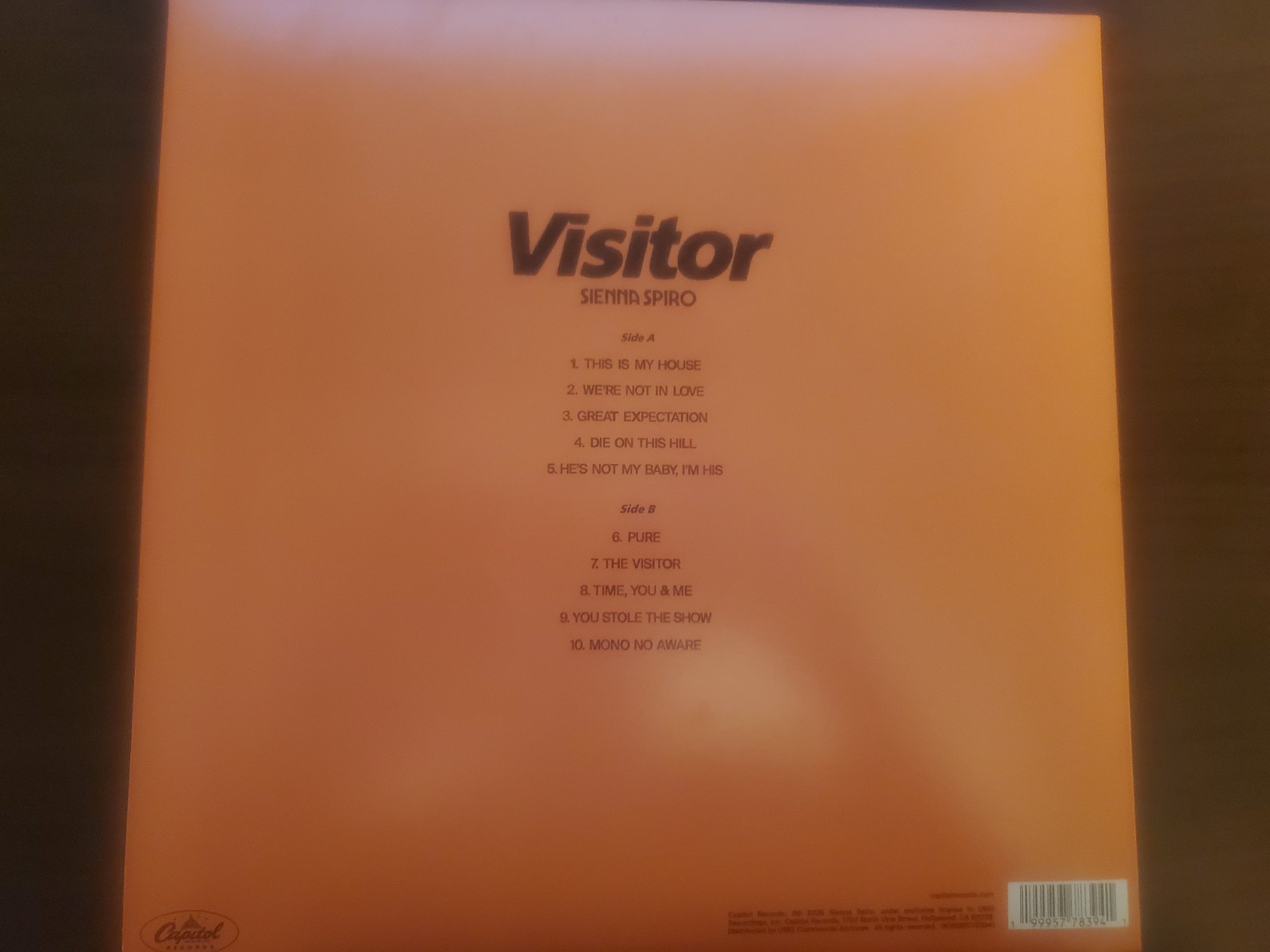 Sienna Siro – “Visitor” Translucent Orange Vinyl With **SIGNED INSERT**