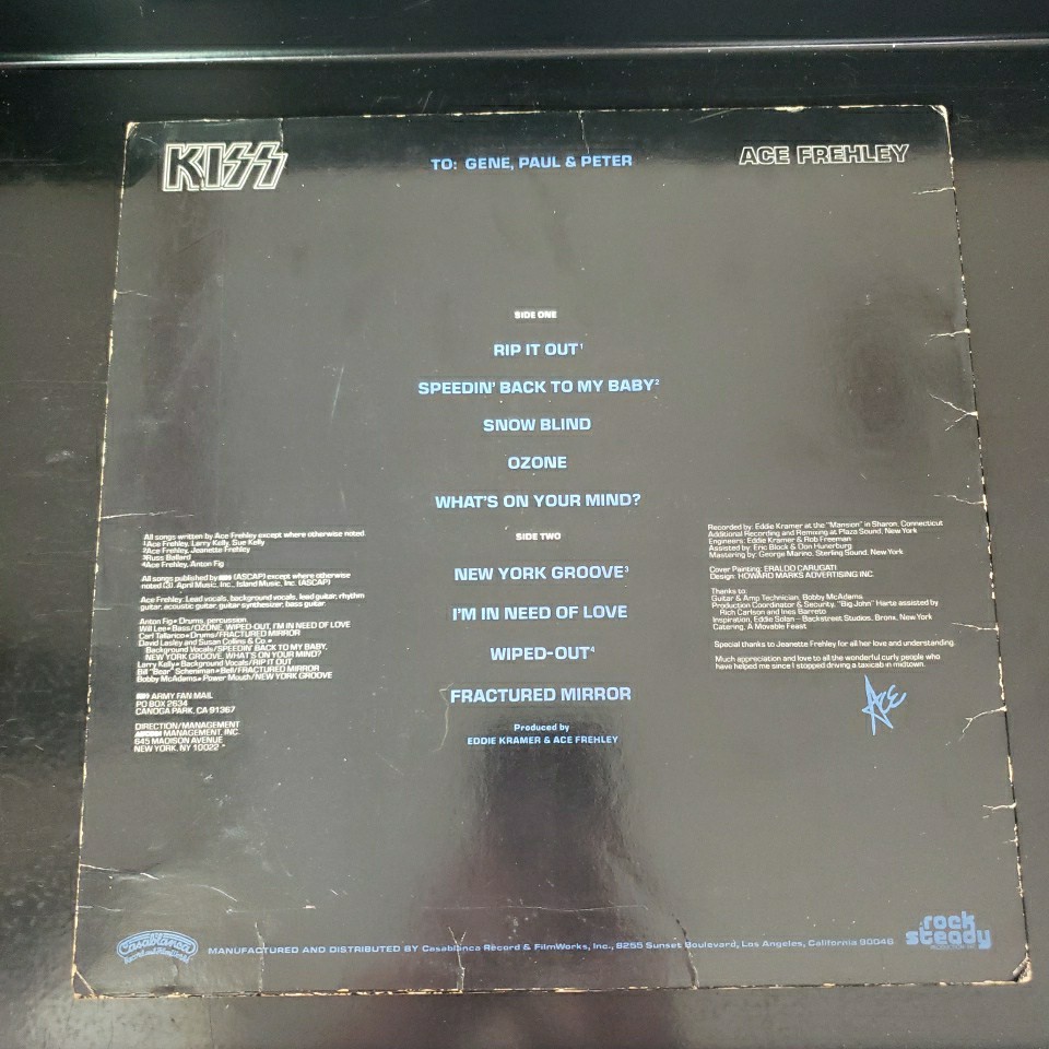 KISS Ace Frehley Solo Album Vinyl LP First Pressing PROMO INSERT 1978 NBLP 7121