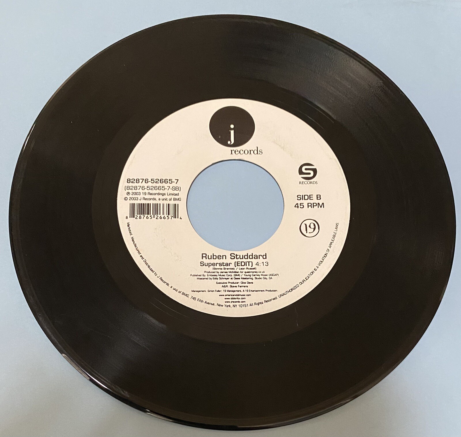 RUBEN STUDDARD “ Flying Without Wings /Superstar “ 45 Vinyl – American Idol