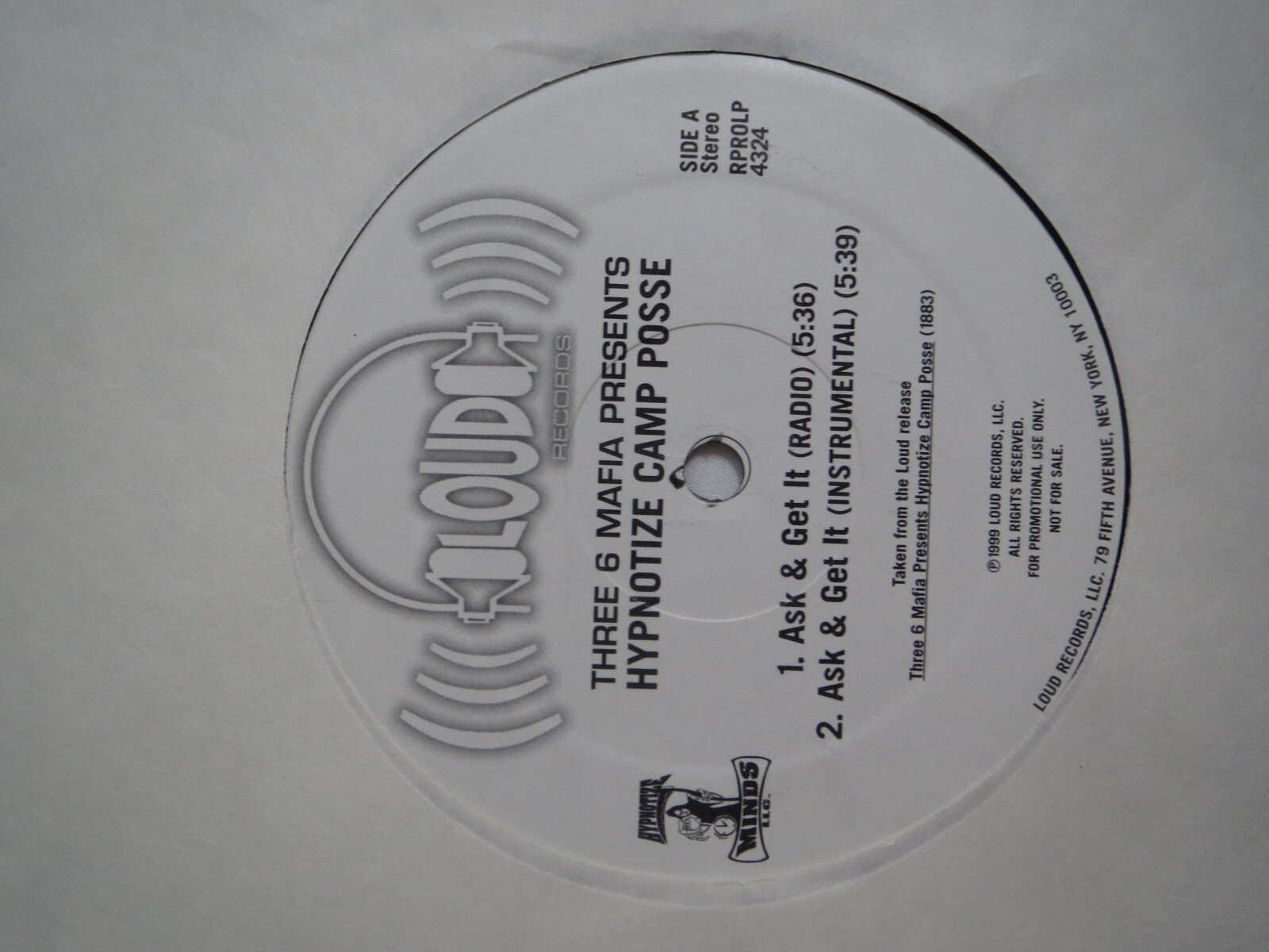 Hypnotize Camp Posse – Ask & Get It – Vinyl 12″ EP Record White Label Promo 1999
