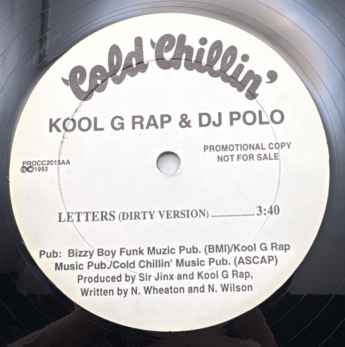 Kool G Rap and DJ Polo Letters 12” Single Promo Vinyl 90s Hip-Hop Cold Chillin