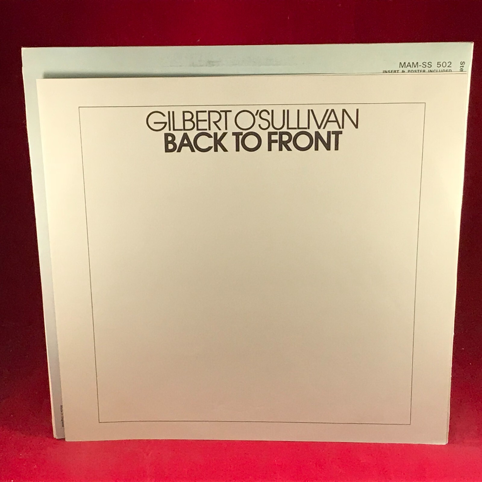 GILBERT O’SULLIVAN Back To Front 1972 UK vinyl + Insert poster Clair original C