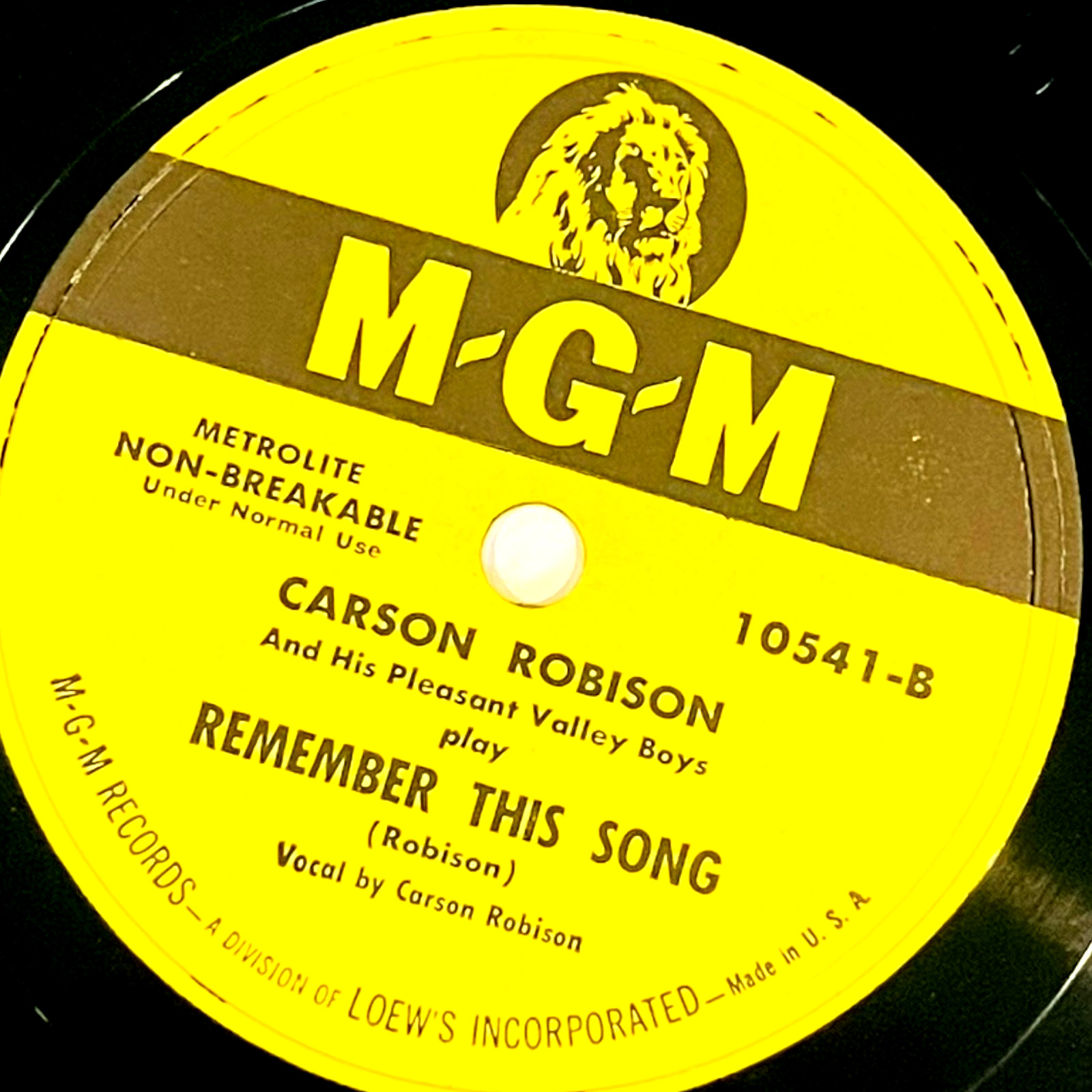 Carson Robison – Settin’ By The Fire / Remember This Song – MGM Records 10541