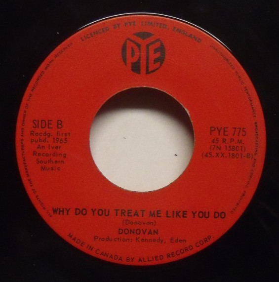 Donovan – Catch The Wind – 1965 NM Folk 45 on PYE – Canadian Issue